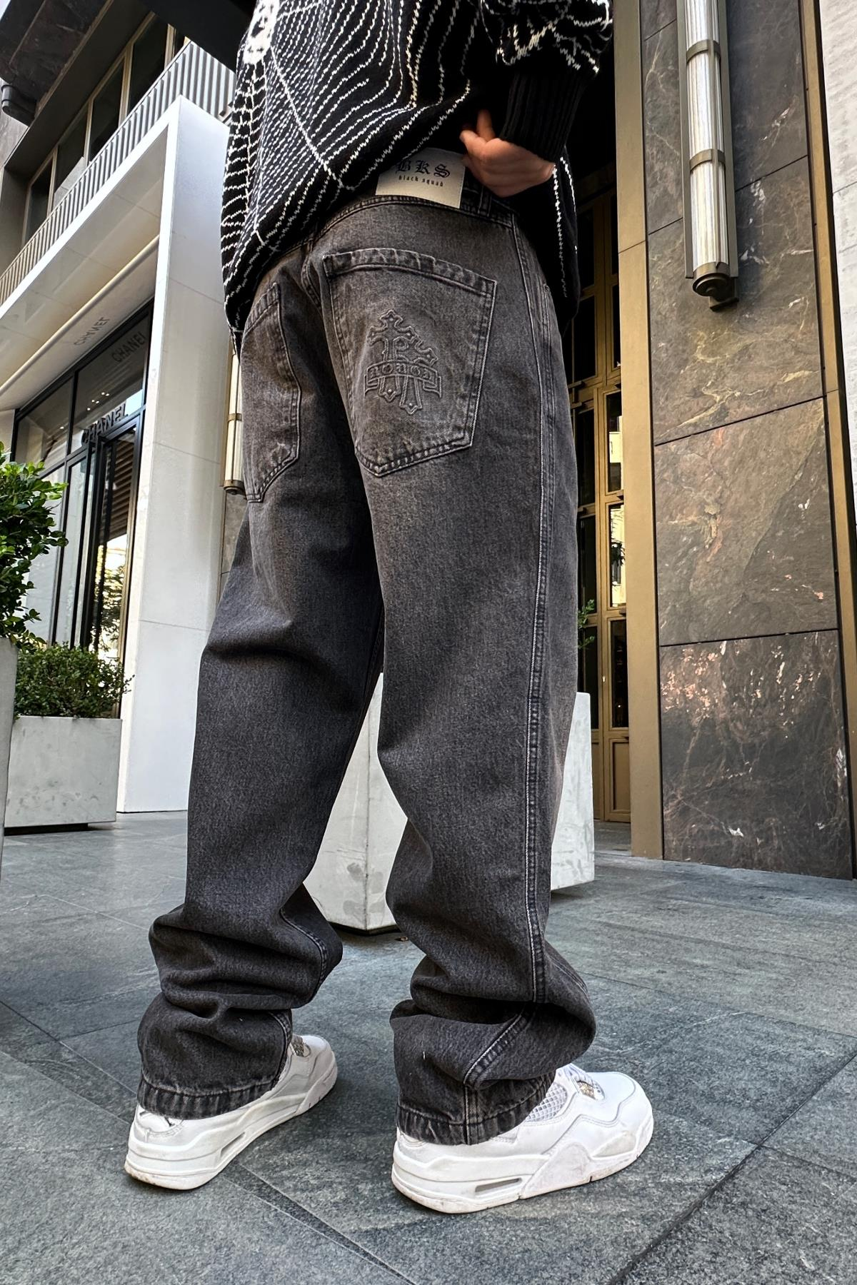 Black S. Cep Detay Baggy Jean Pantolon P824