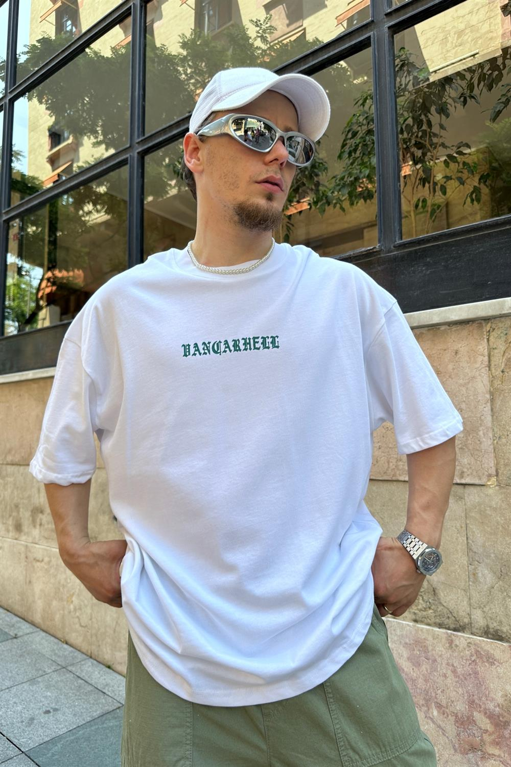 Blossom Baskılı Beyaz Oversize Tshirt T798