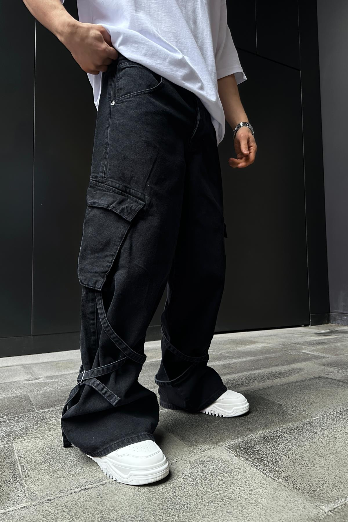 Bol Paça Kemer Detay Baggy Jean Pantolon P864