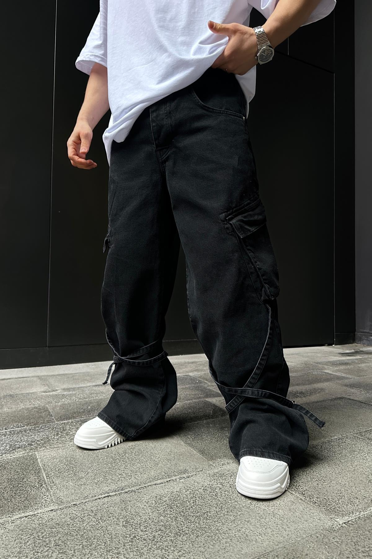 Bol Paça Kemer Detay Baggy Jean Pantolon P864
