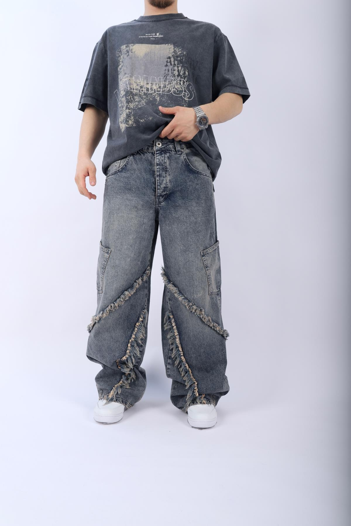 Bol Paça Püskül Detay Jean Pantolon  P920