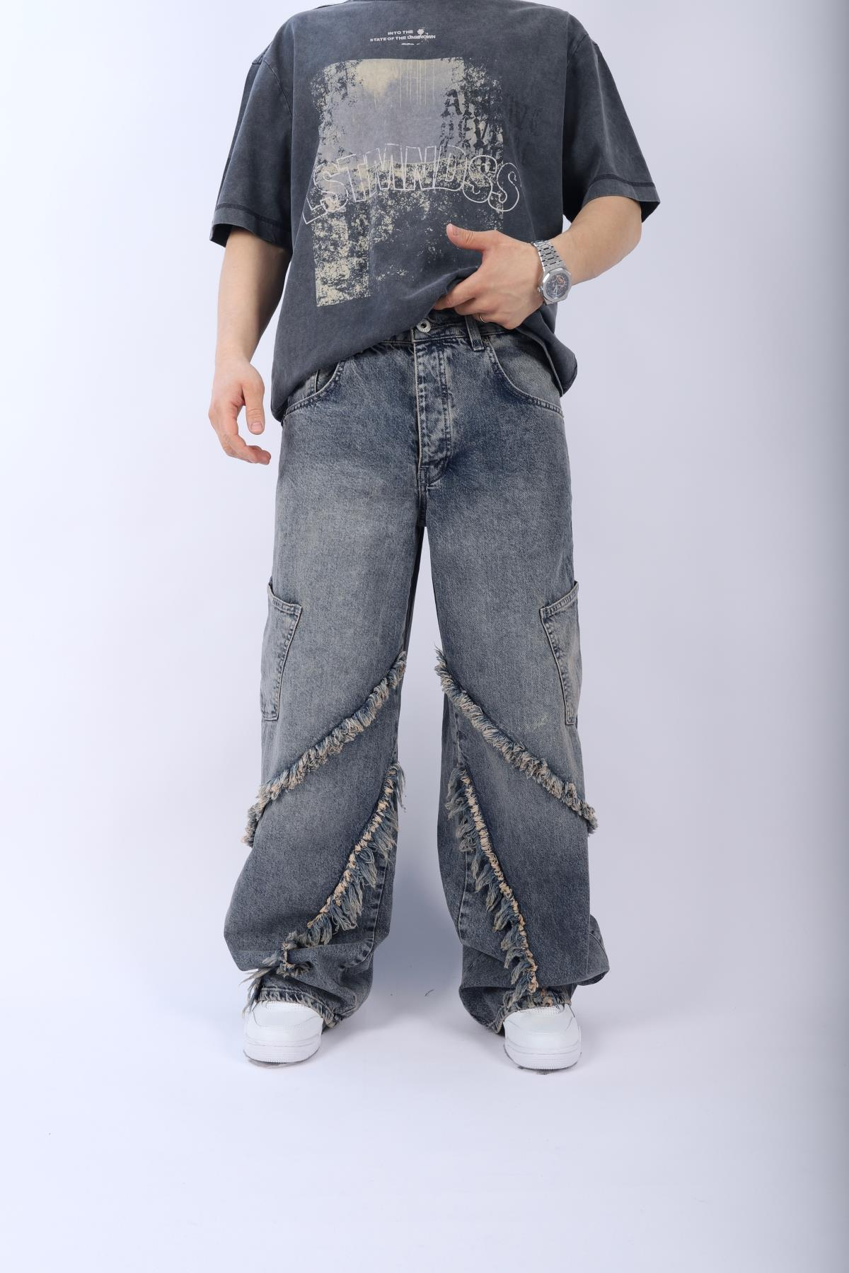 Bol Paça Püskül Detay Jean Pantolon  P920