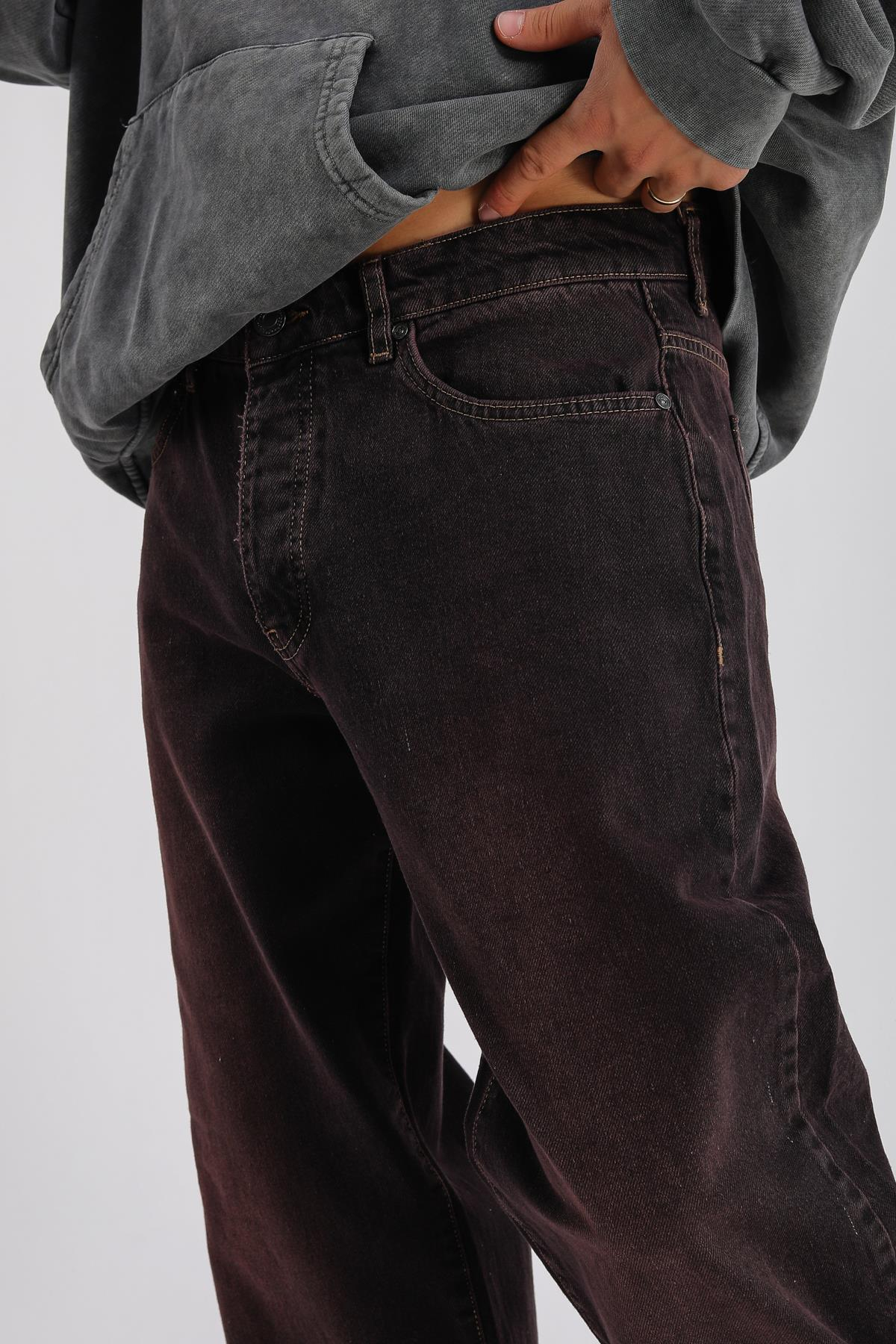 Bordo Acid Wash Baggy Jean Pantolon P1001