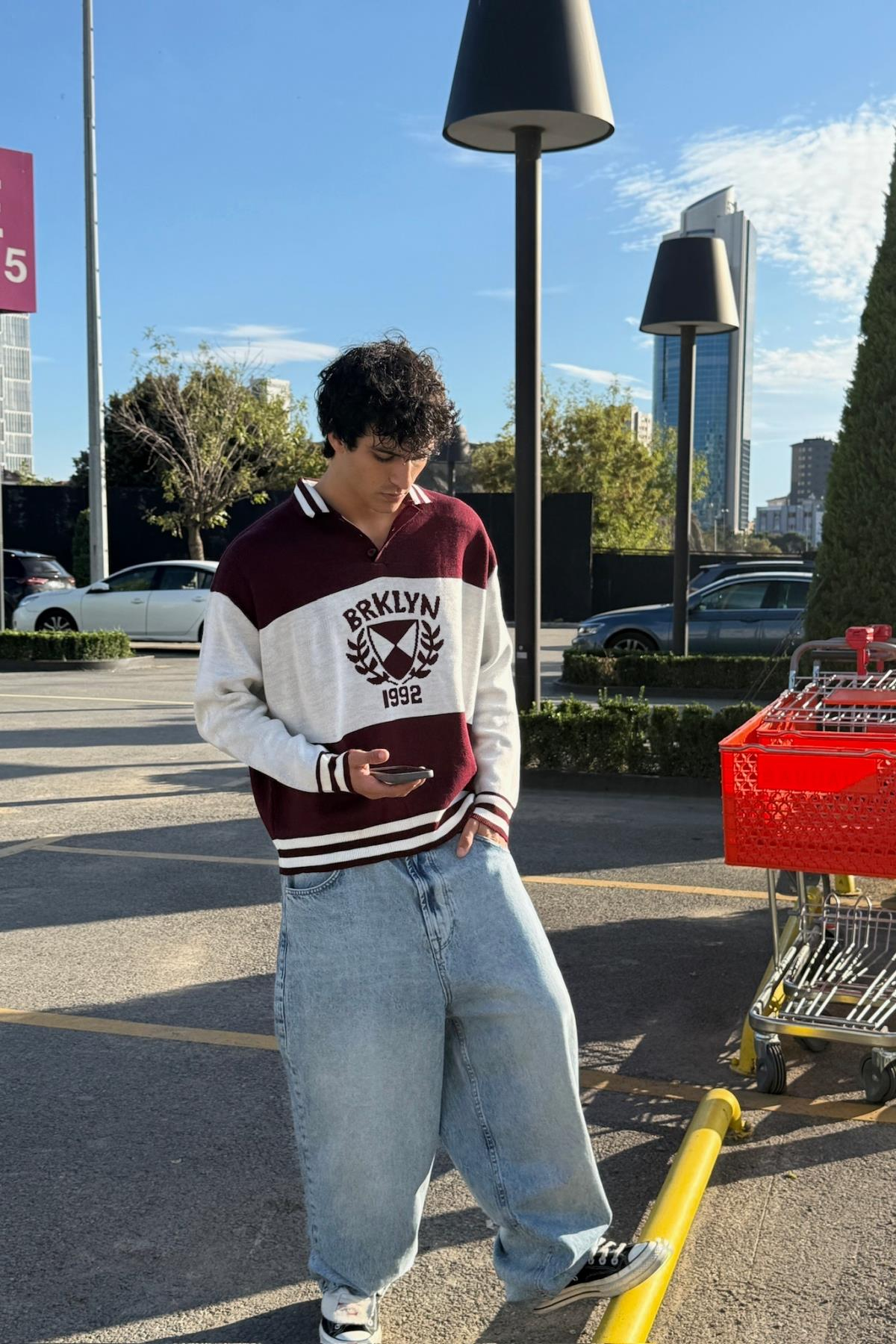 Bordo Polo Yaka Oversize Brklyn Kazak PM01