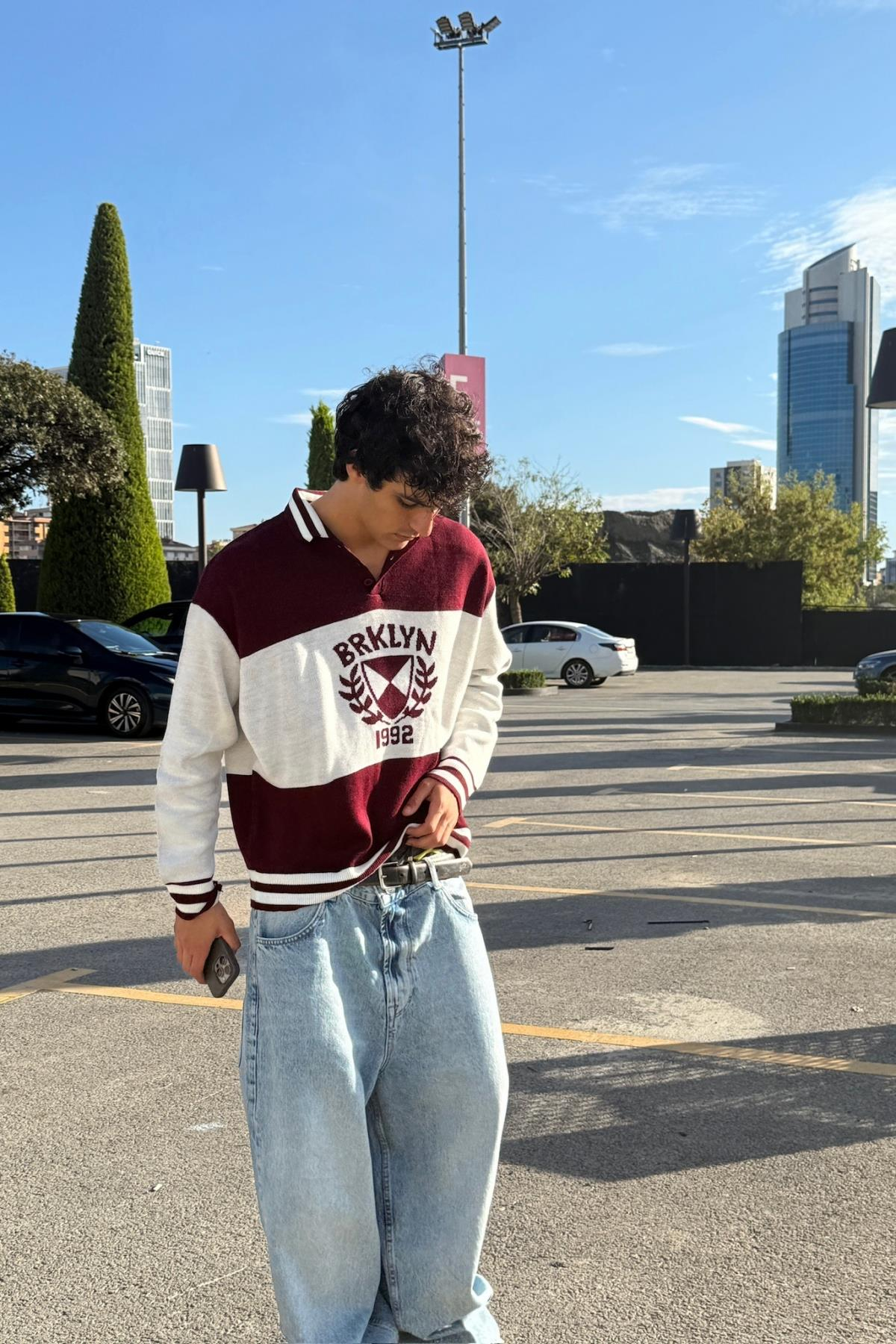 Bordo Polo Yaka Oversize Brklyn Kazak PM01