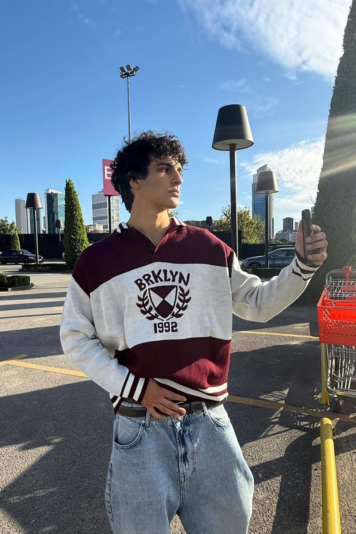 Bordo Polo Yaka Oversize Brklyn Kazak PM01