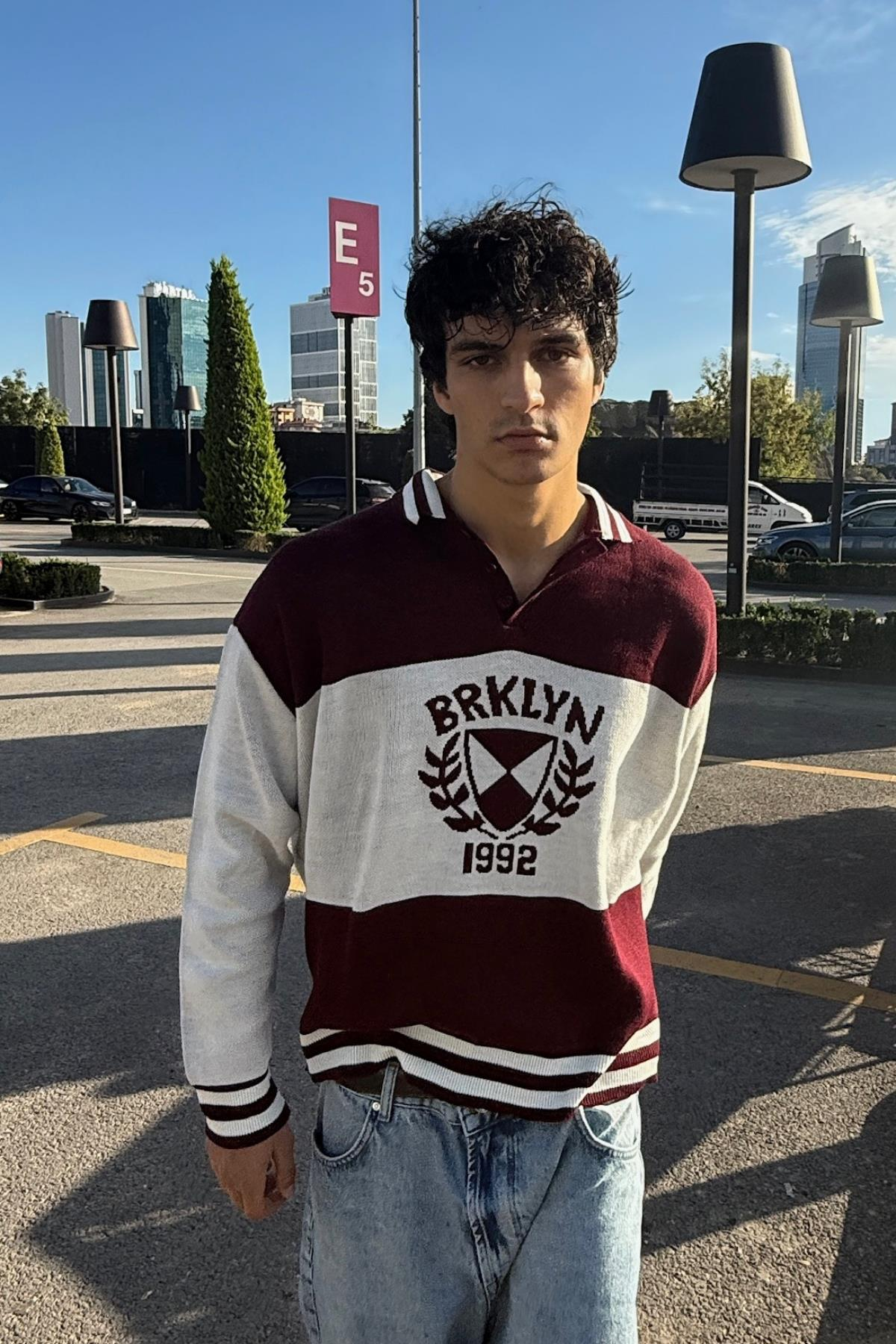 Bordo Polo Yaka Oversize Brklyn Kazak PM01