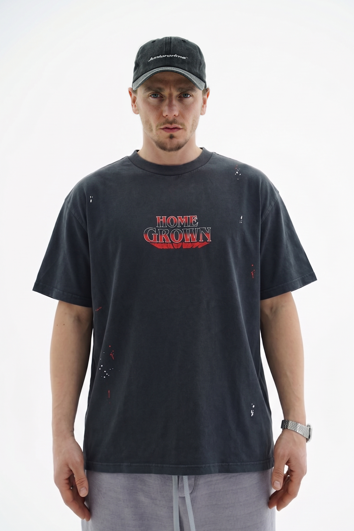 Boya Efektli Baskılı Oversize Tshirt