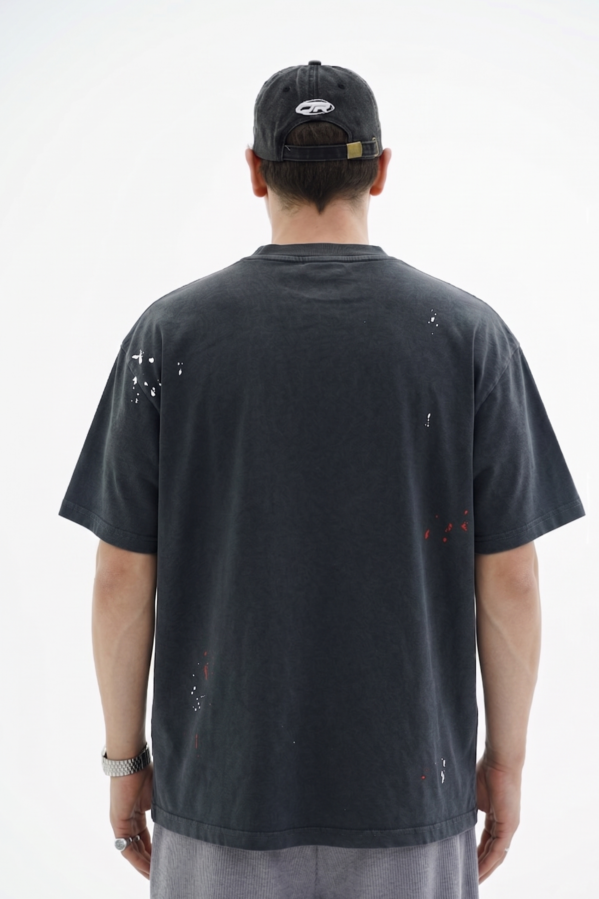 Boya Efektli Baskılı Oversize Tshirt