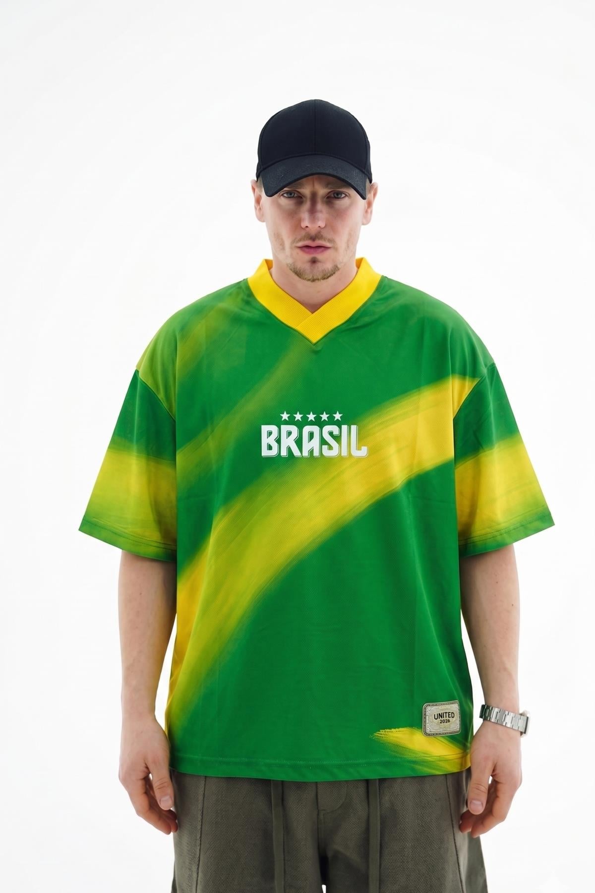 Brasil Baskılı Oversize Forma Tshirt JC01 26Y162