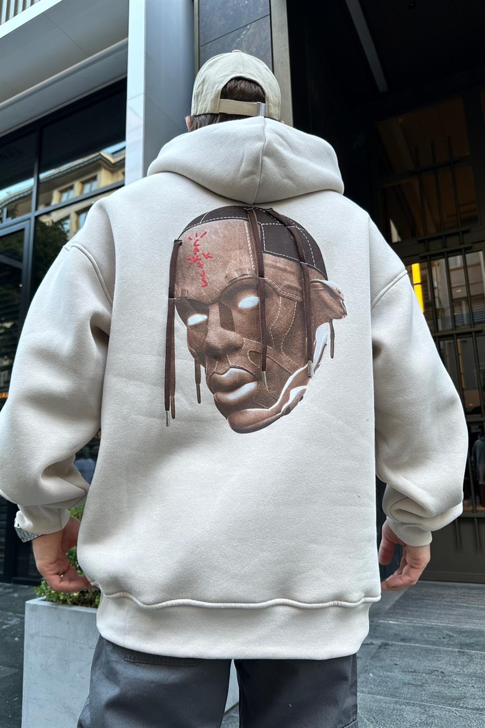 Cactus Baskılı Açık Kahve Oversize Sweatshirt SW922