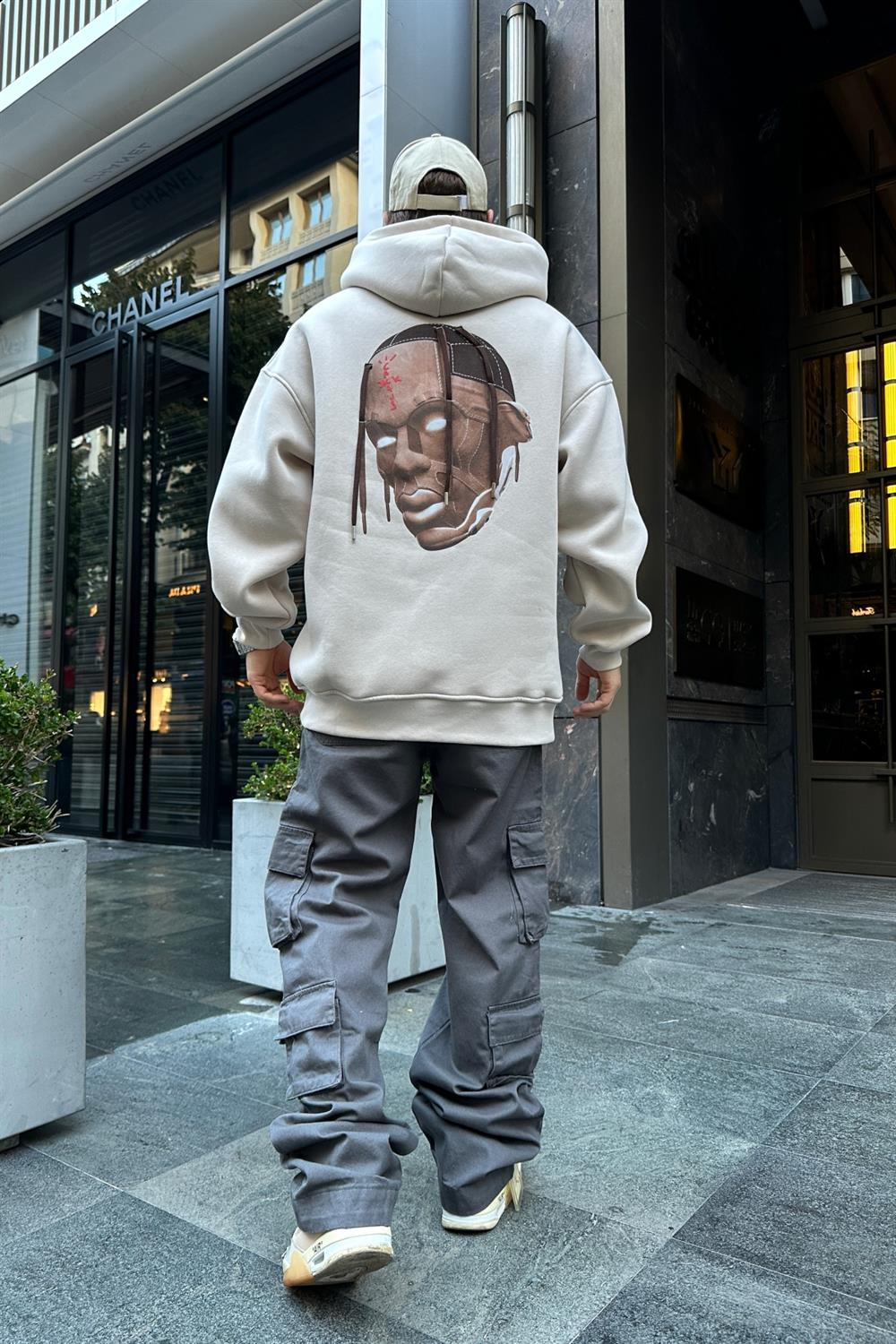 Cactus Baskılı Açık Kahve Oversize Sweatshirt SW922