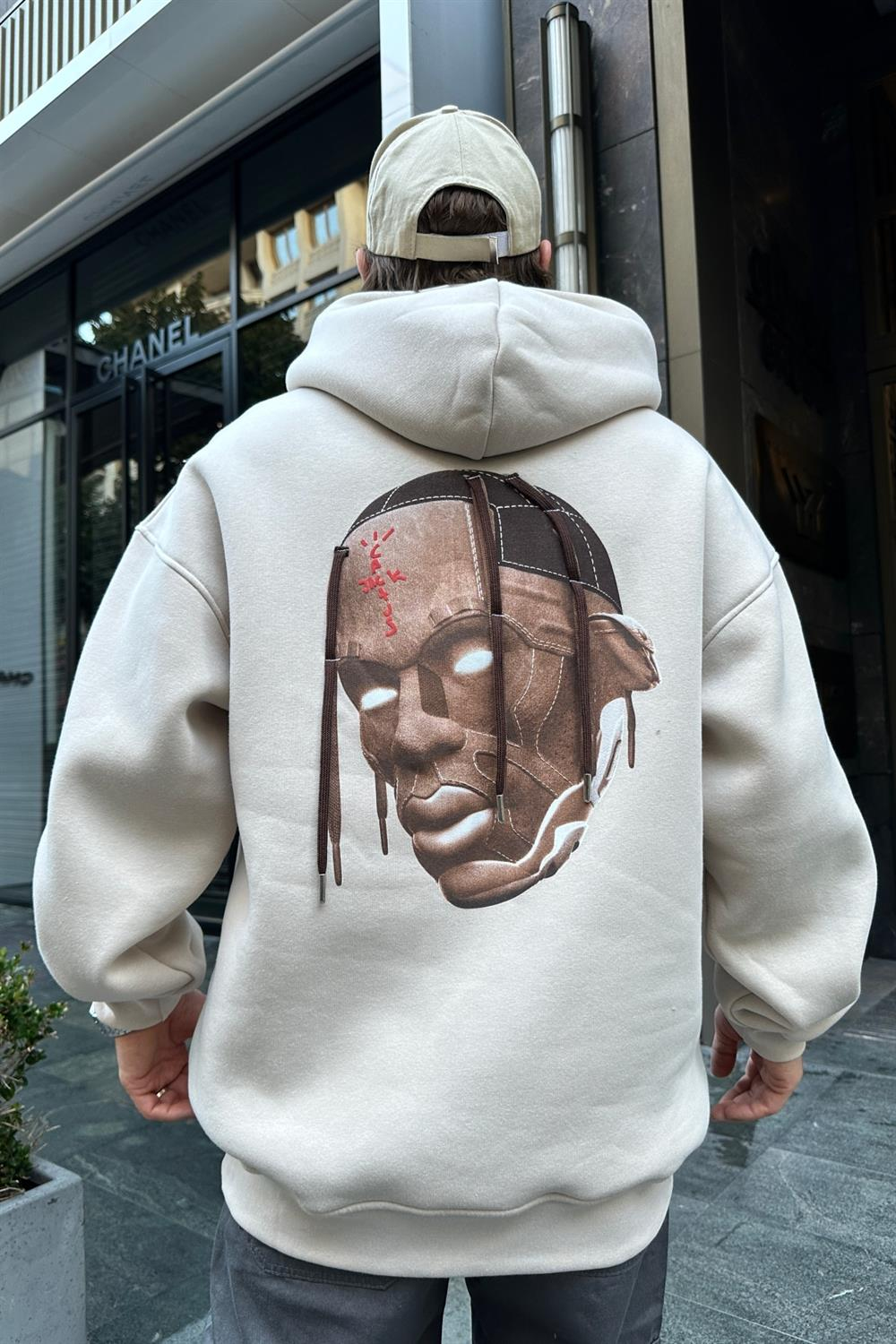 Cactus Baskılı Açık Kahve Oversize Sweatshirt SW922