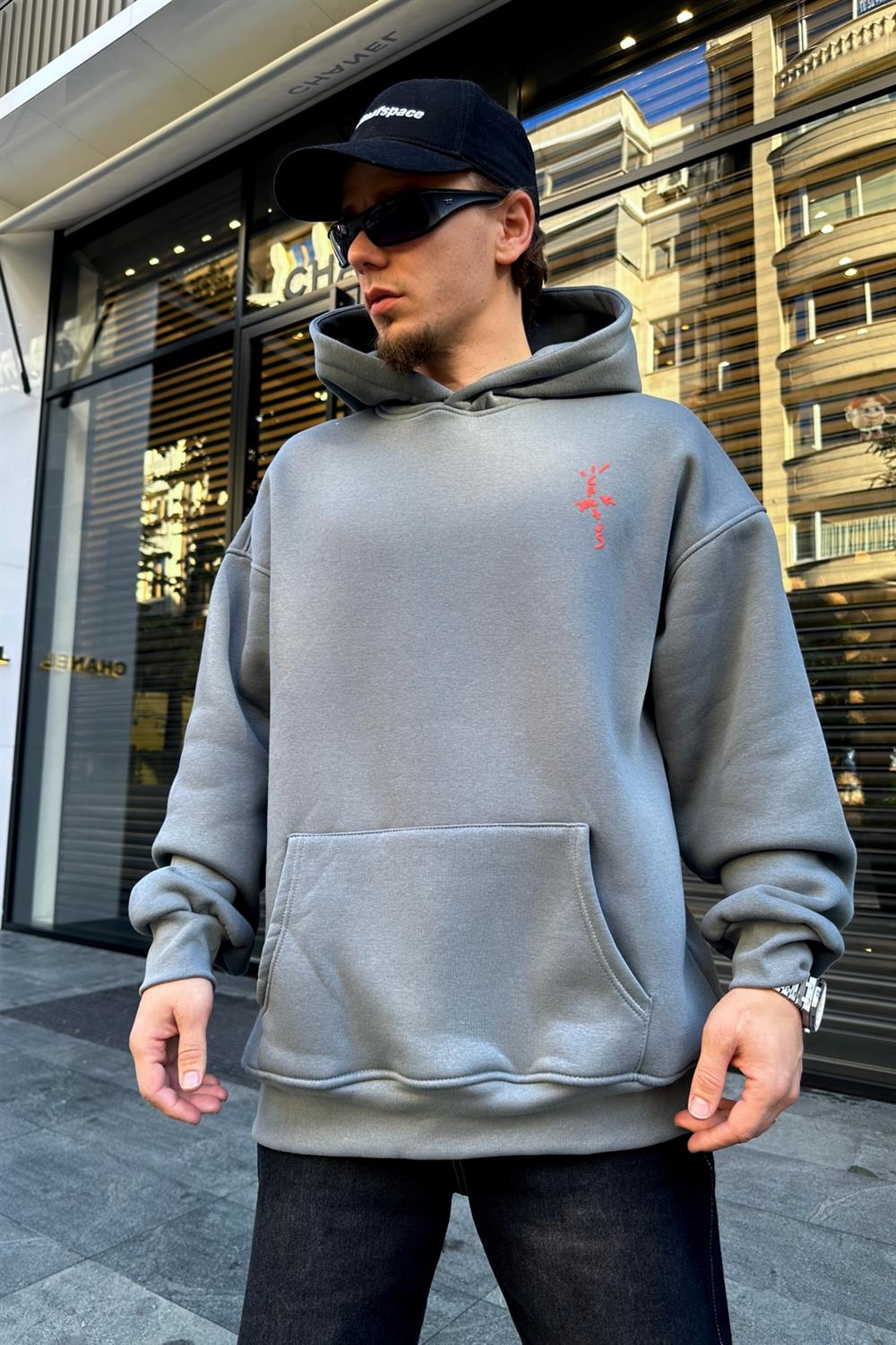 Cactus Baskılı Füme Oversize Sweatshirt SW925