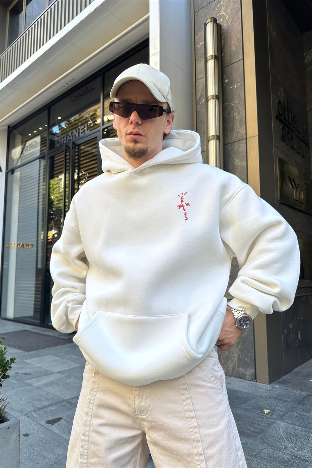 Cactus Baskılı Krem Oversize Sweatshirt SW923