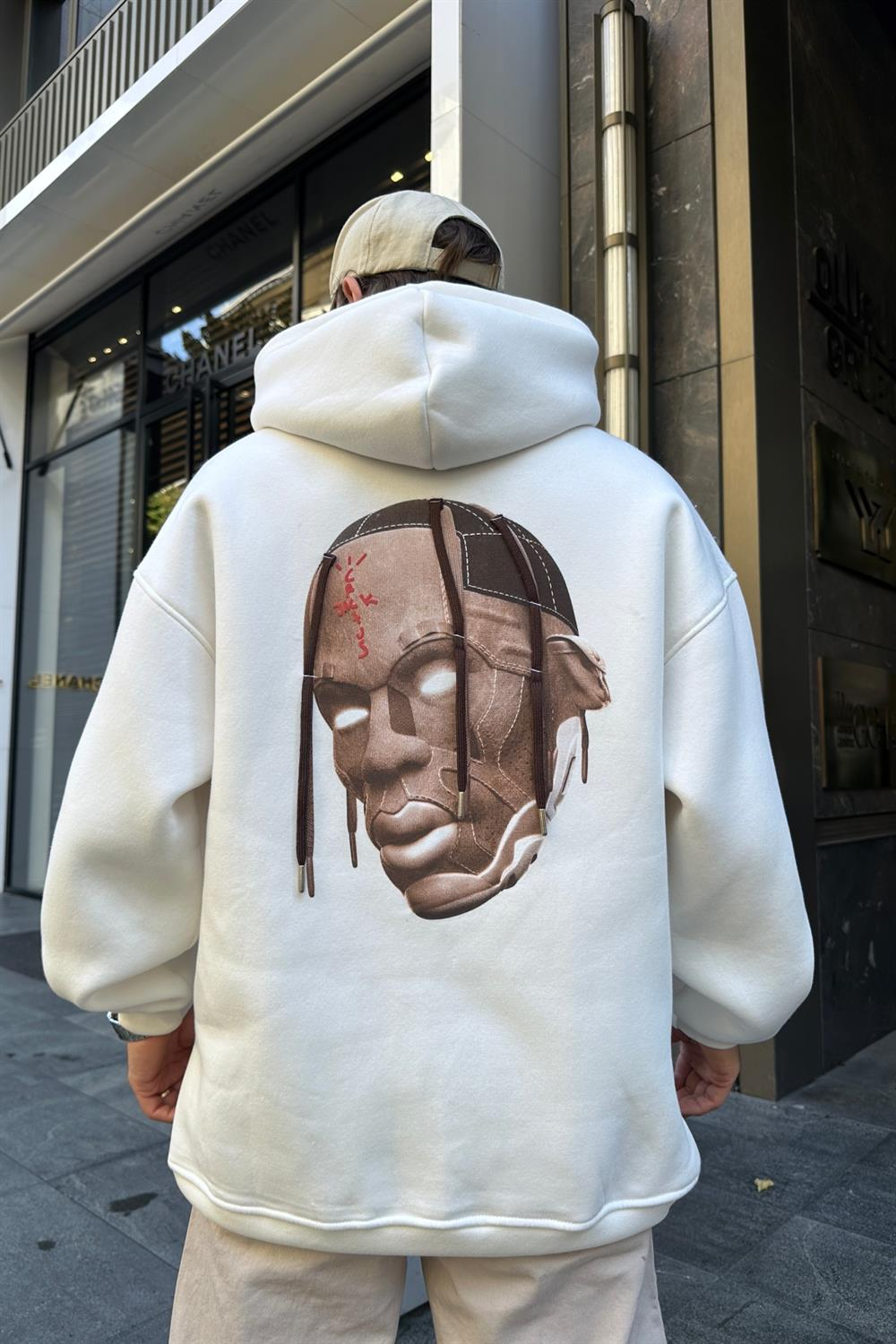 Cactus Baskılı Krem Oversize Sweatshirt SW923