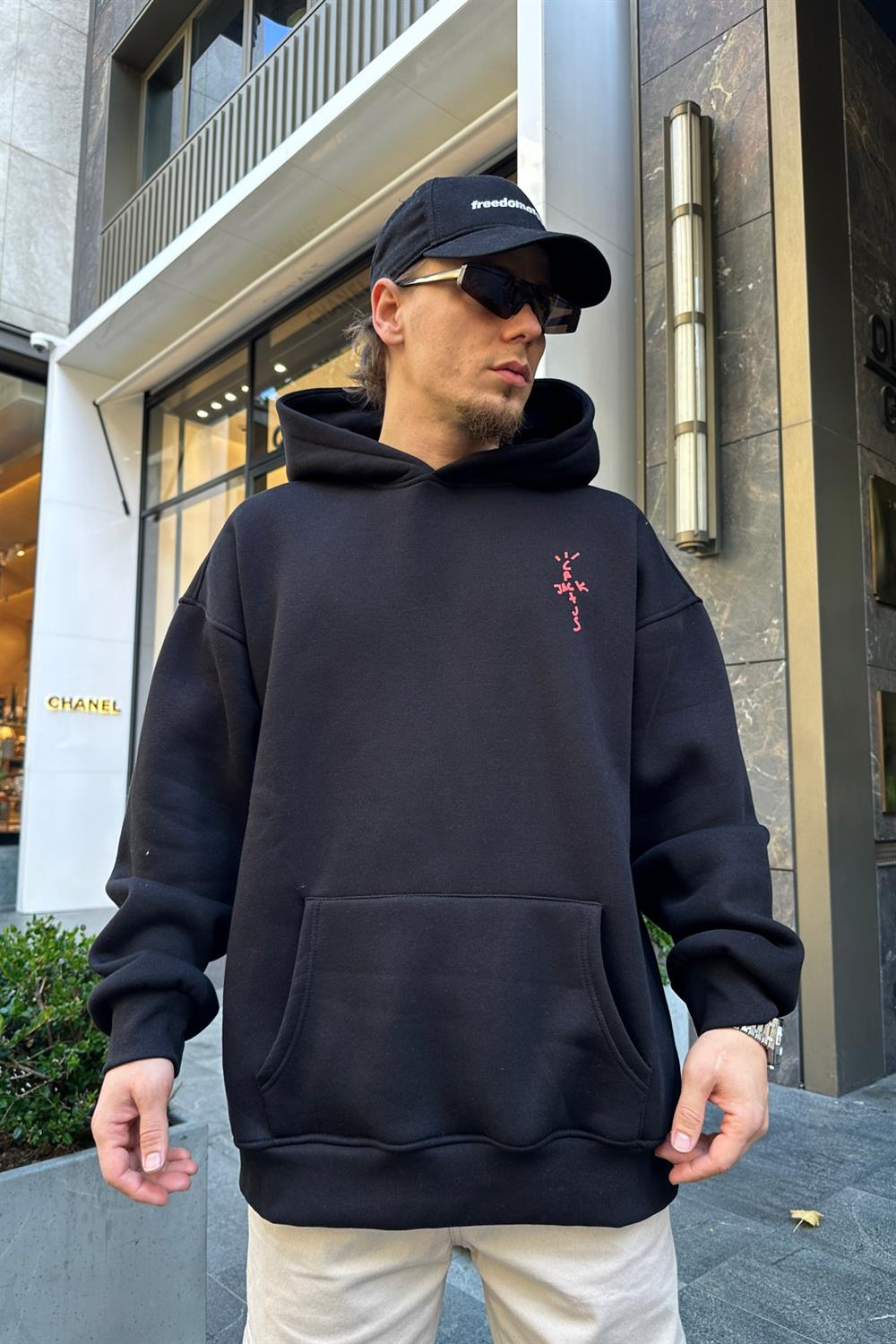 Cactus Baskılı Siyah Oversize Sweatshirt SW924