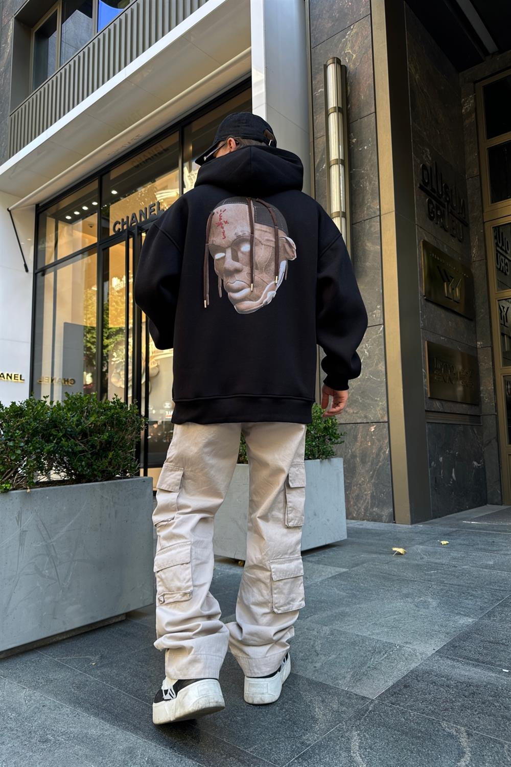 Cactus Baskılı Siyah Oversize Sweatshirt SW924