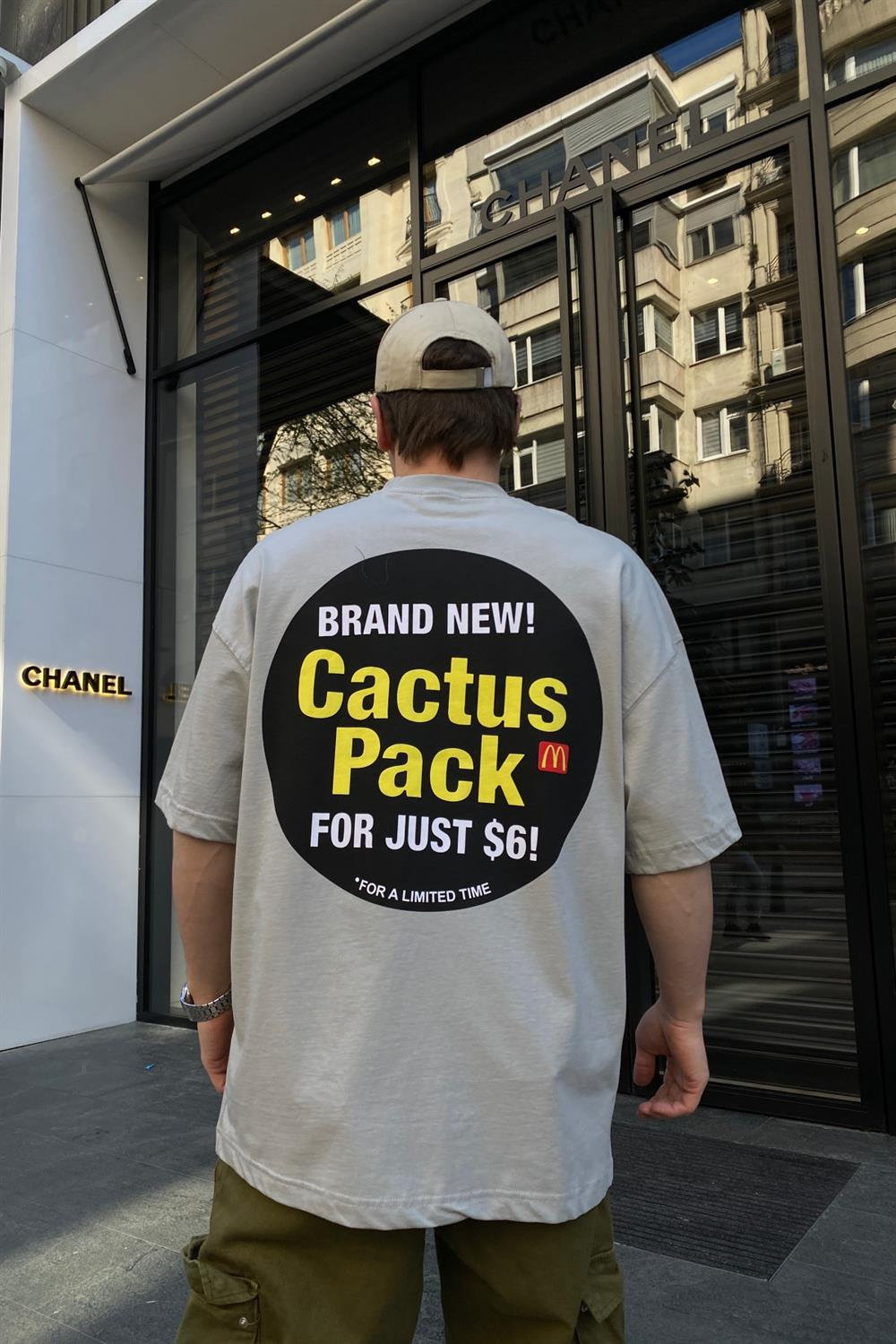 Cactus Pack Krem Oversize Tshirt T632