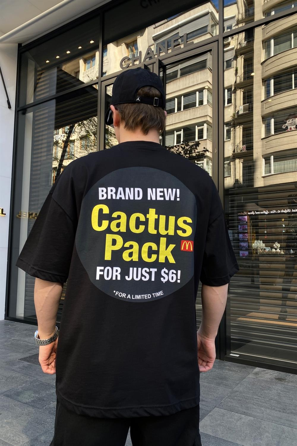 Cactus Pack Siyah Oversize Tshirt T633