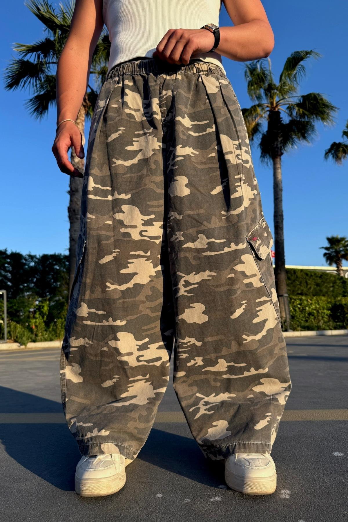 Camo Desen Bdg Paraşüt Baggy Pantolon