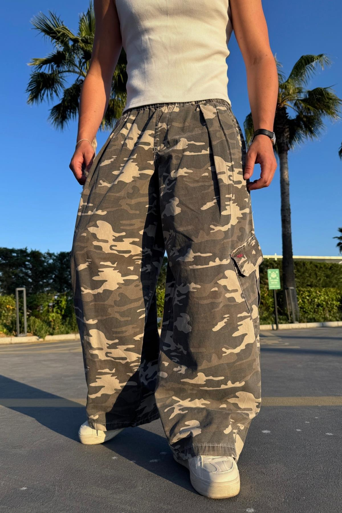 Camo Desen Bdg Paraşüt Baggy Pantolon