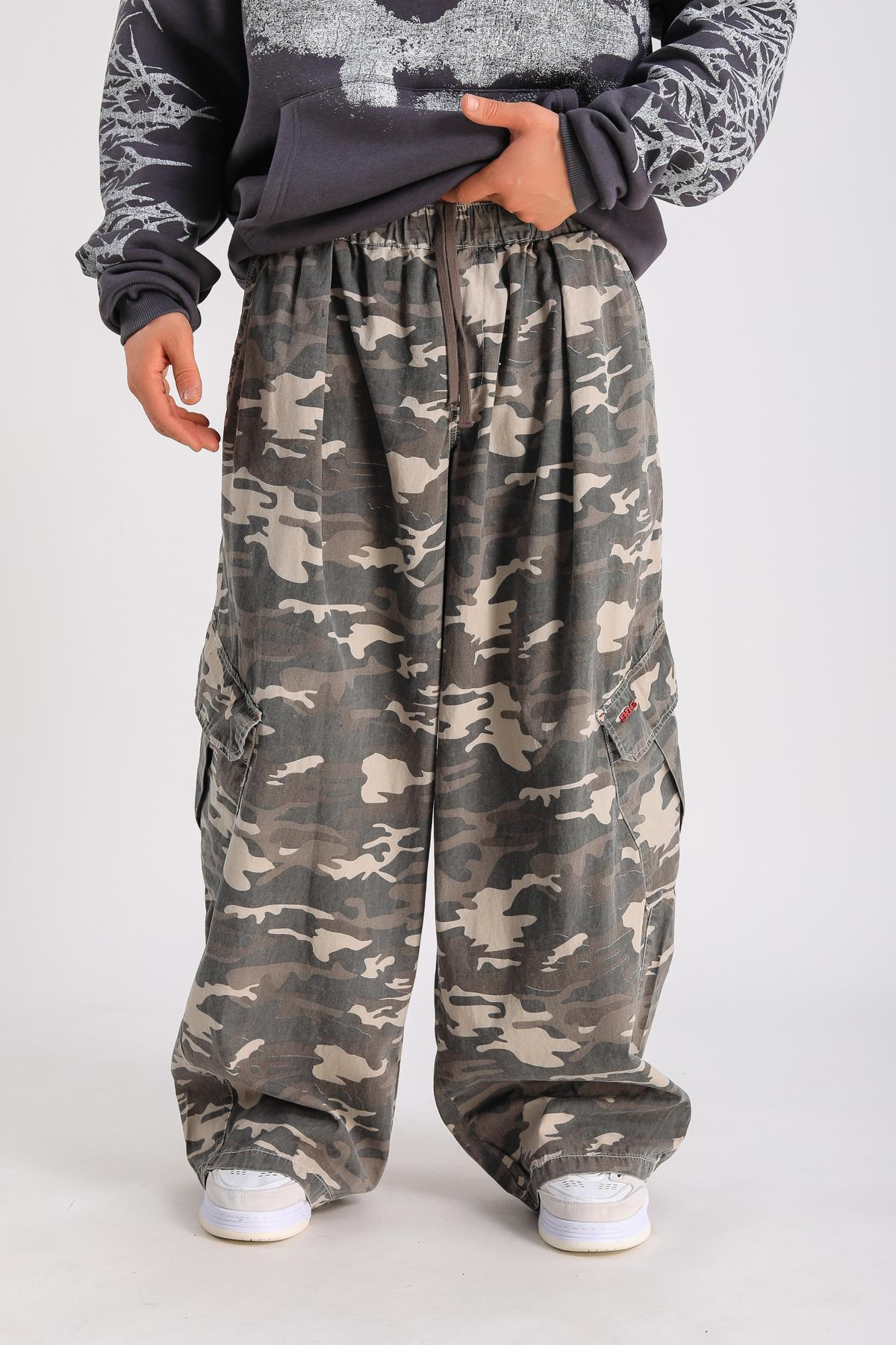 Camo Desen Paraşüt Baggy Pantolon P1045