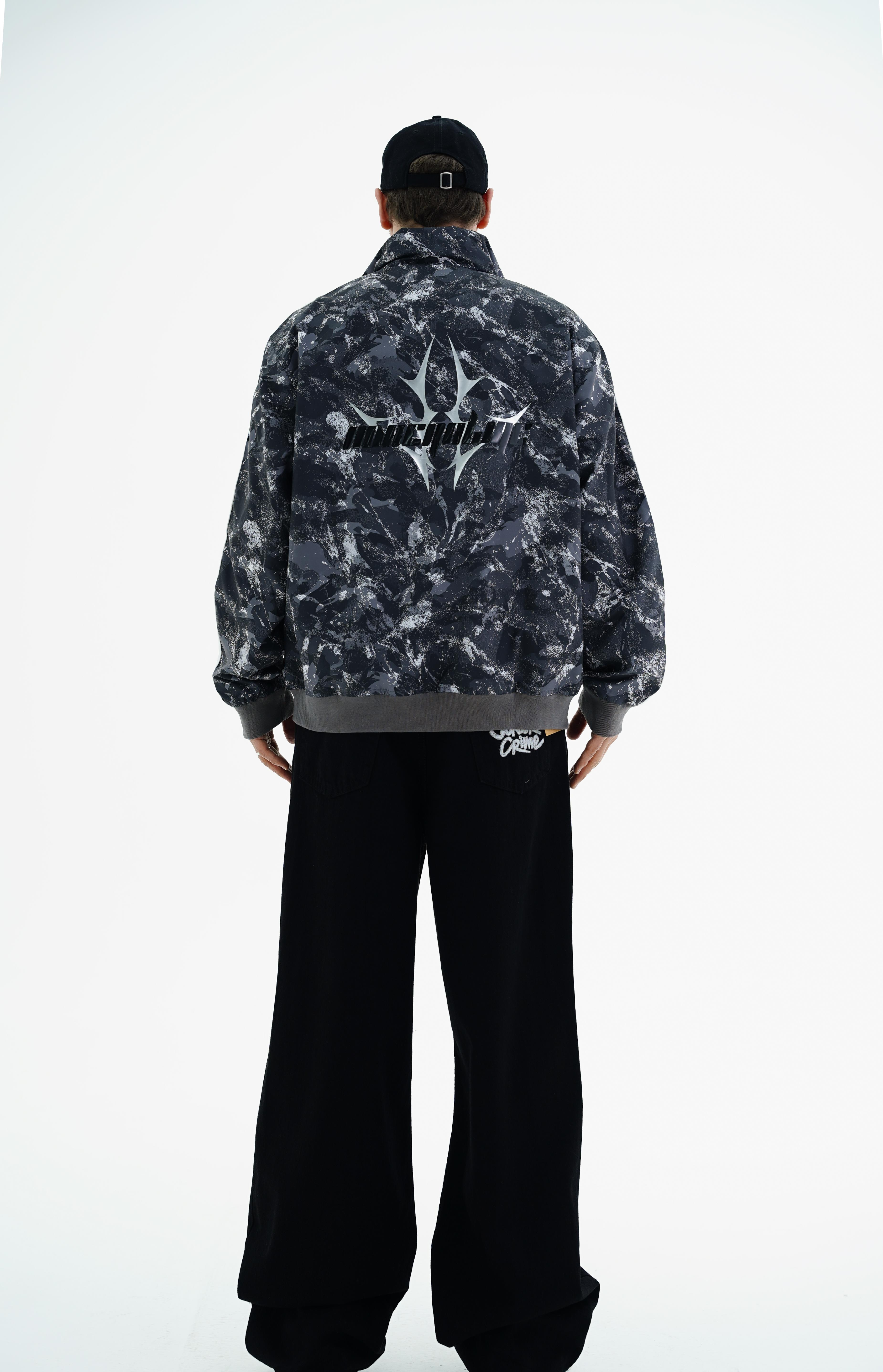Camo Desen Siyah Zipper Sweatshirt JC01 26K184