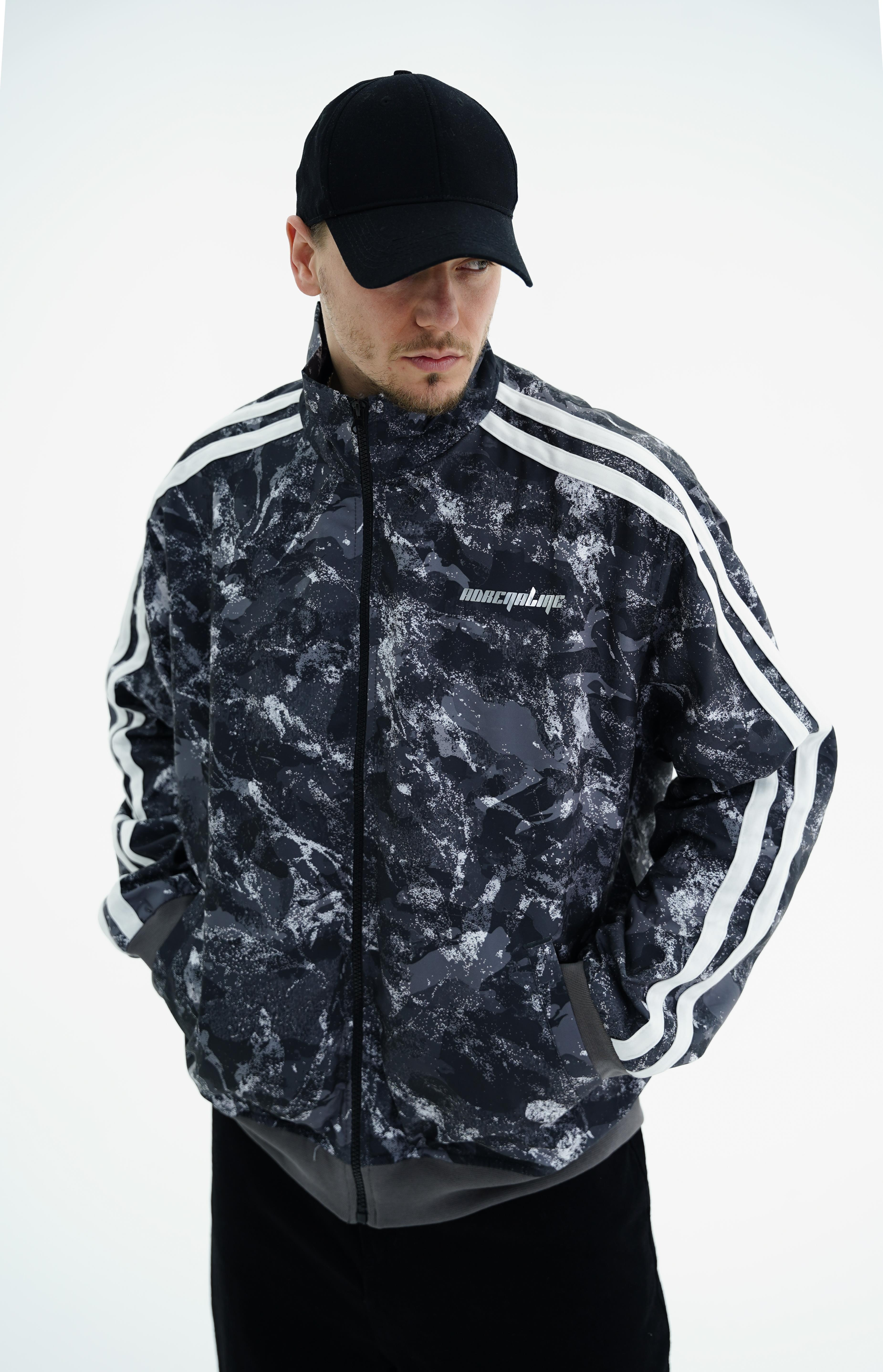 Camo Desen Siyah Zipper Sweatshirt JC01 26K184