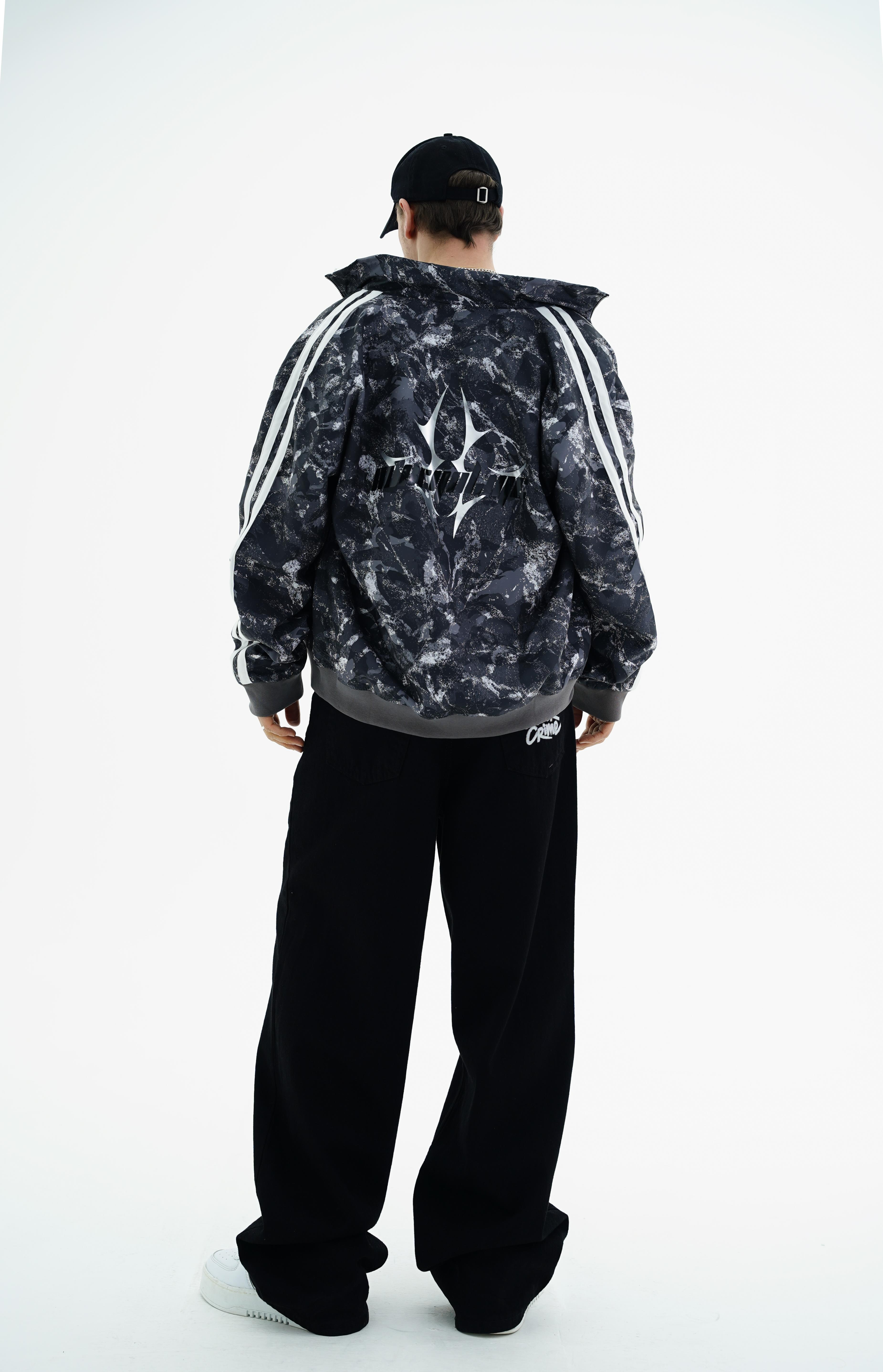 Camo Desen Siyah Zipper Sweatshirt JC01 26K184