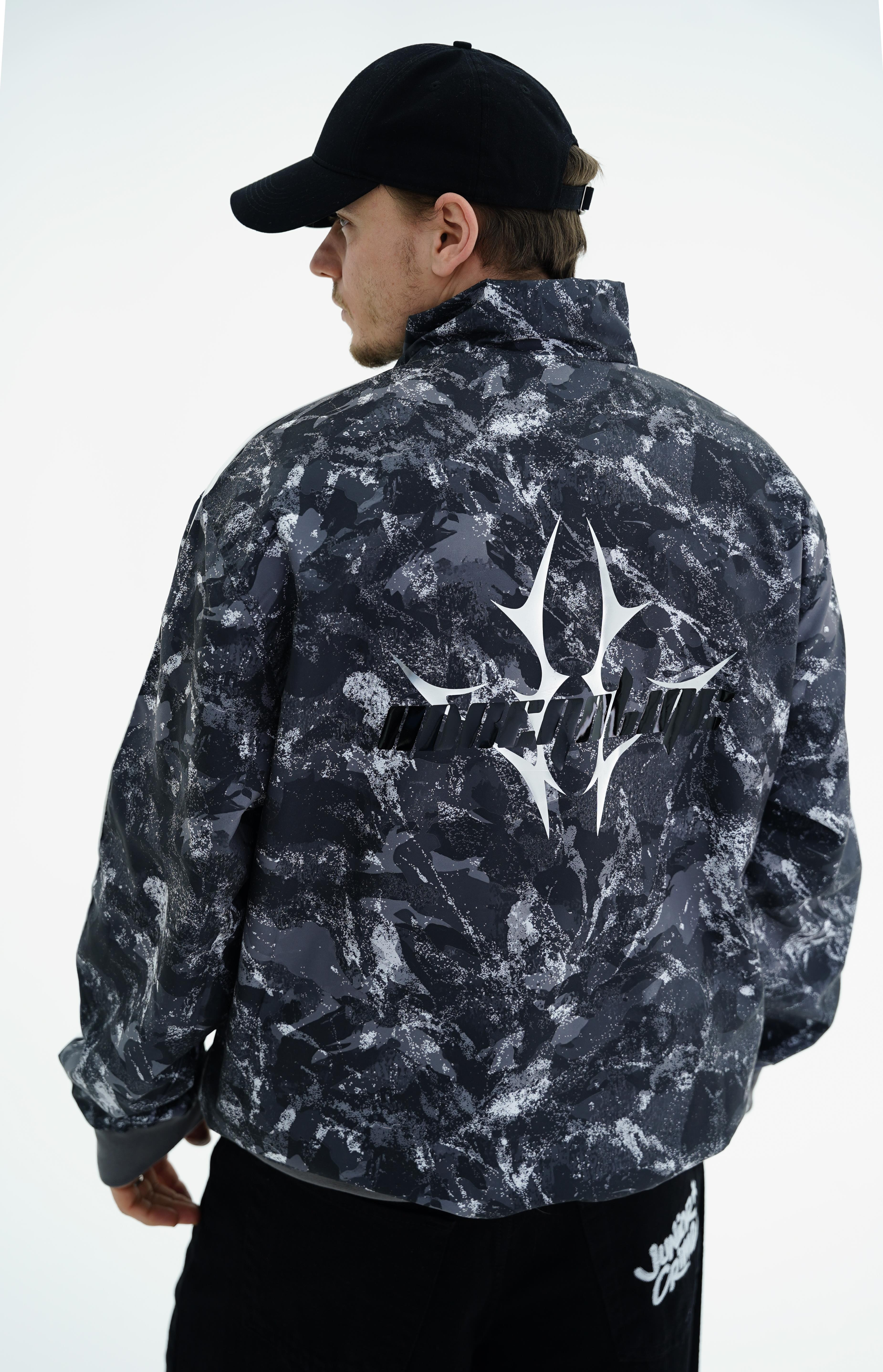 Camo Desen Siyah Zipper Sweatshirt JC01 26K184