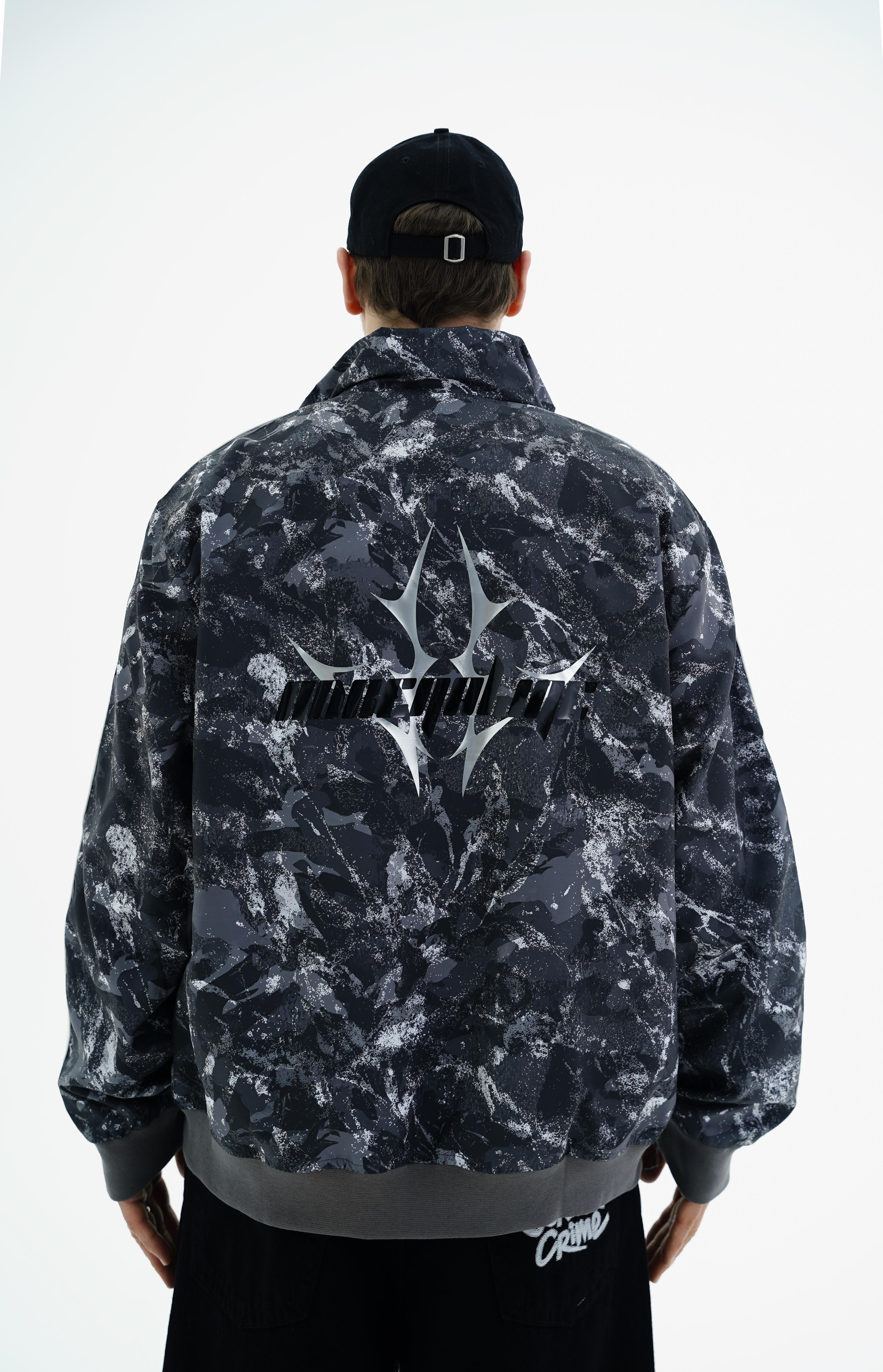 Camo Desen Siyah Zipper Sweatshirt JC01 26K184