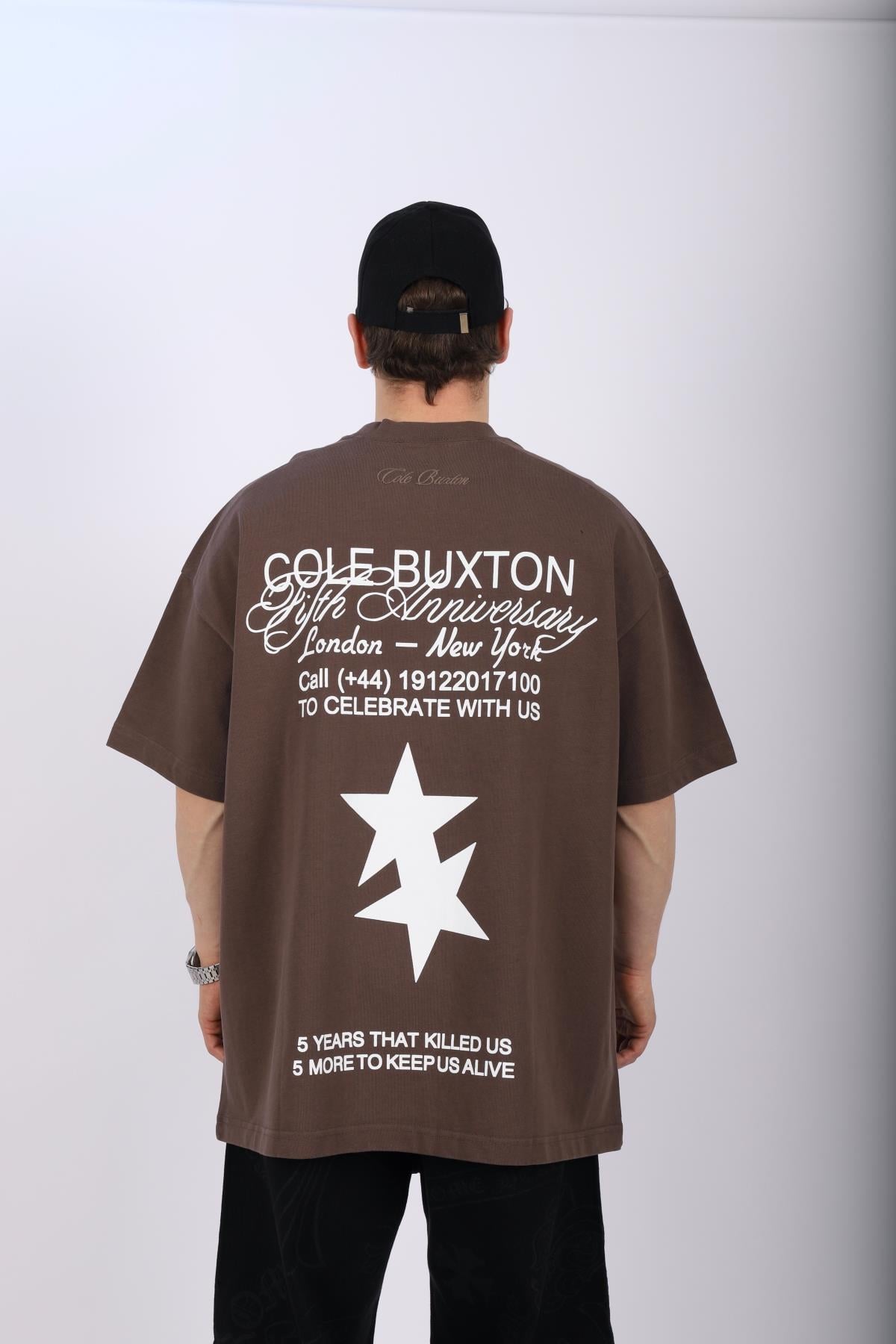 CB Baskılı Kahve Oversize Tshirt T1013