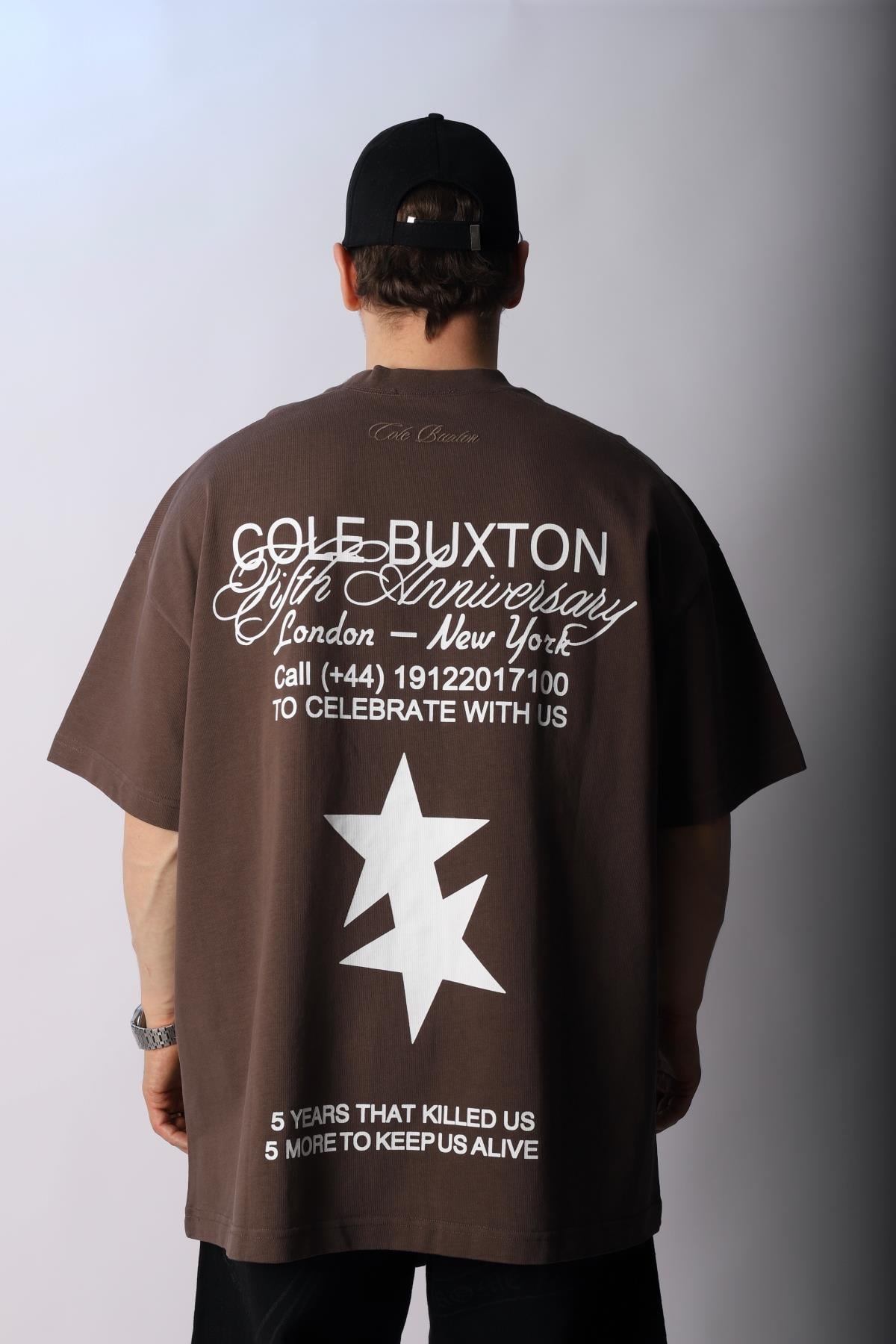 CB Baskılı Kahve Oversize Tshirt T1013