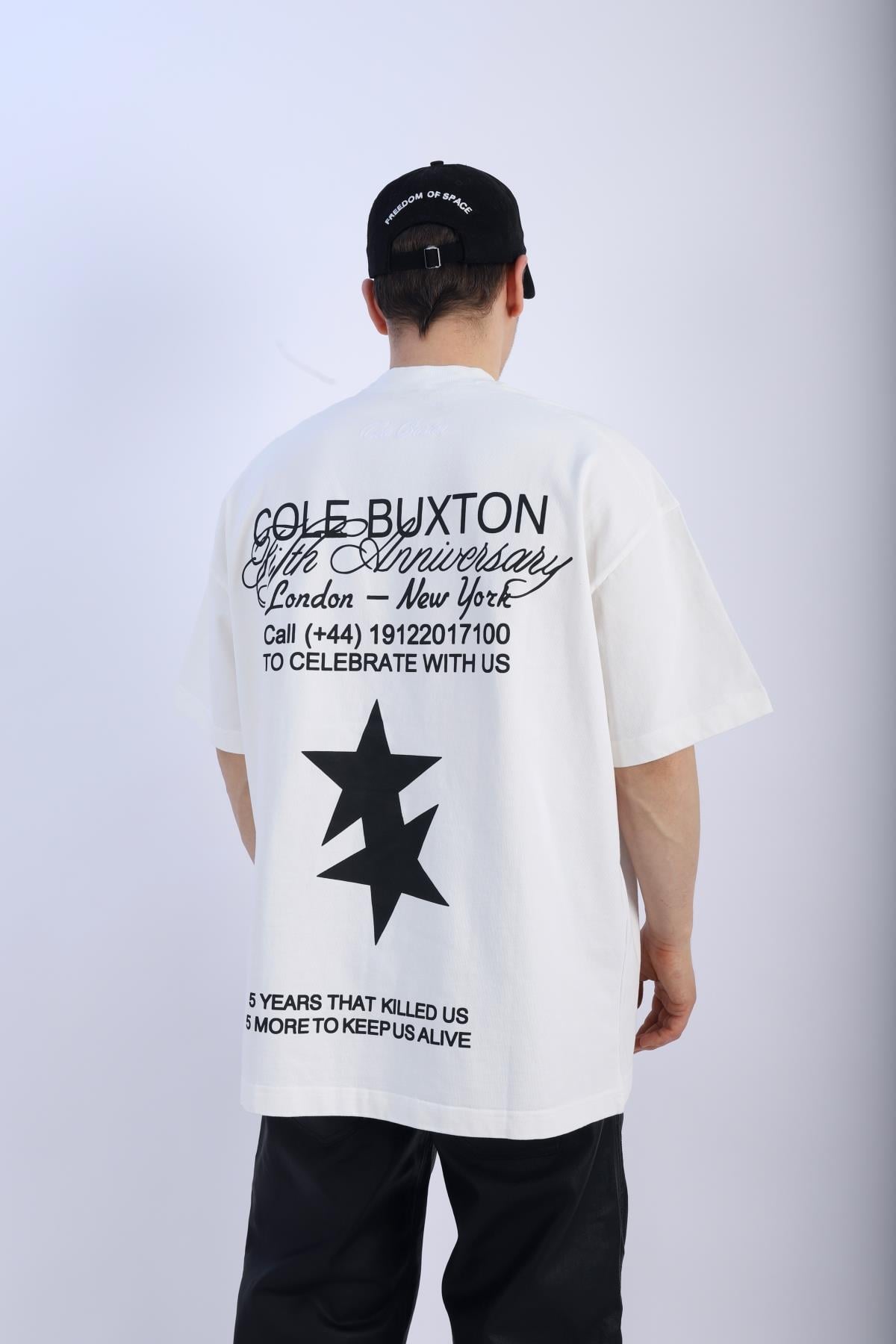 CB Baskılı Krem Oversize Tshirt T937