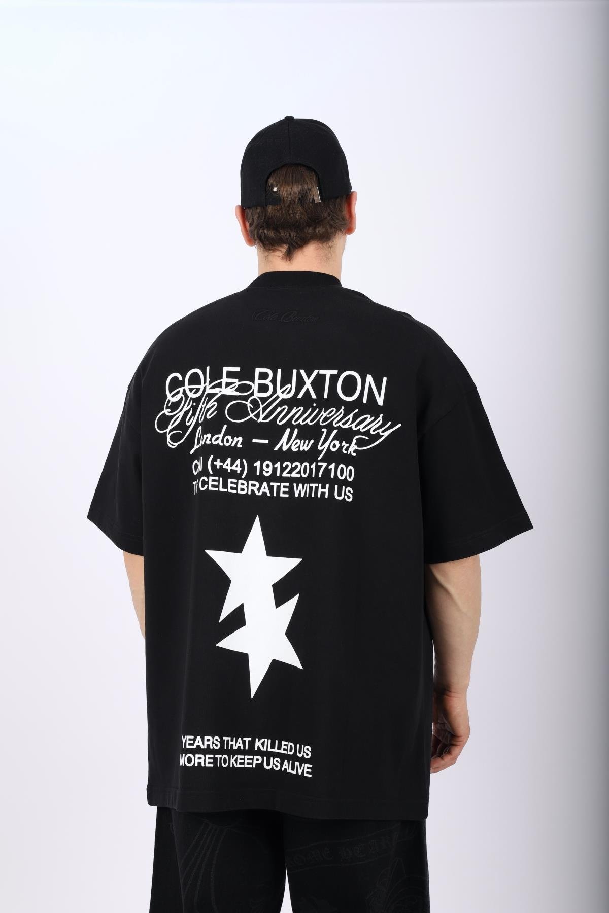 CB Baskılı Siyah Oversize Tshirt T1012