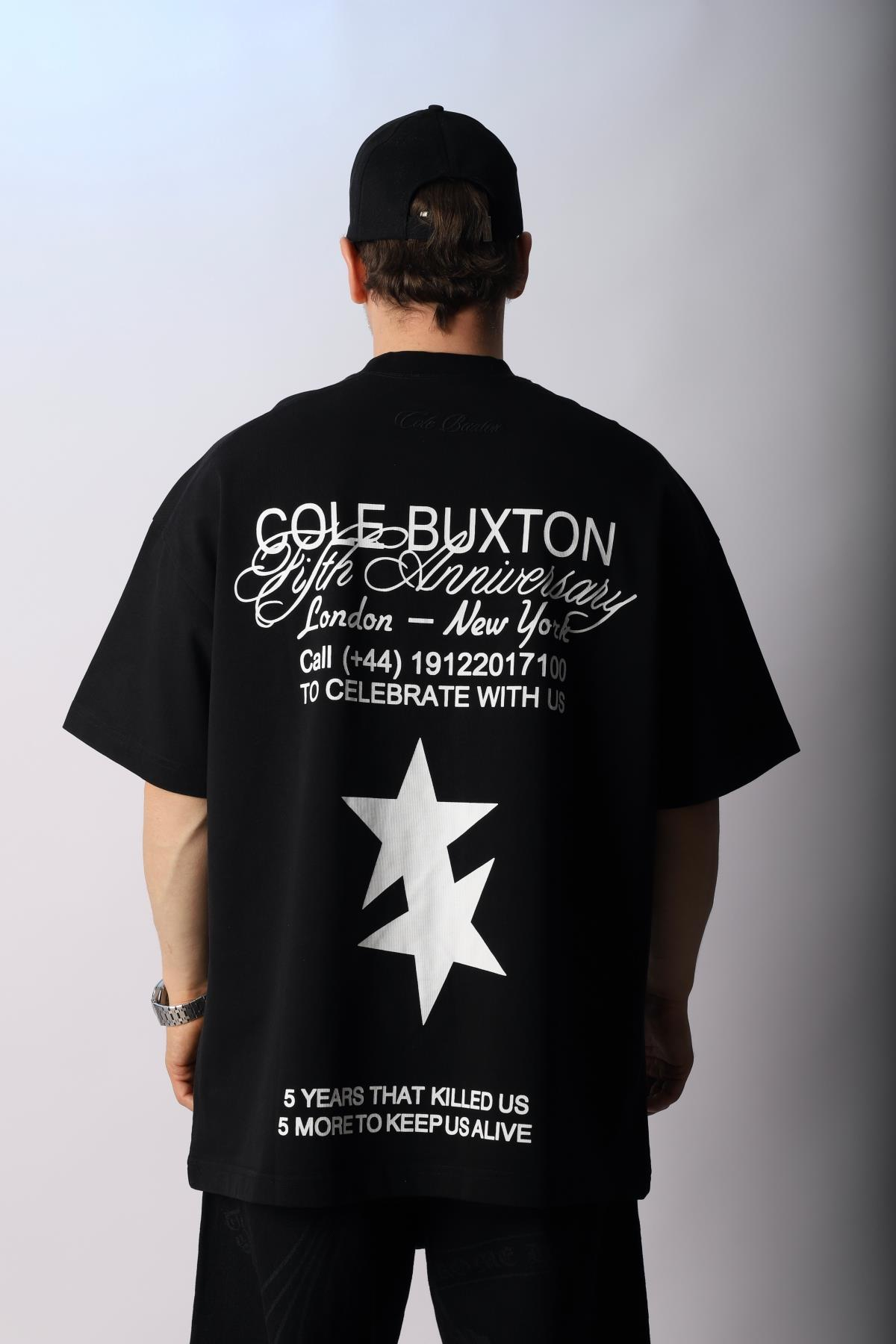 CB Baskılı Siyah Oversize Tshirt T1012