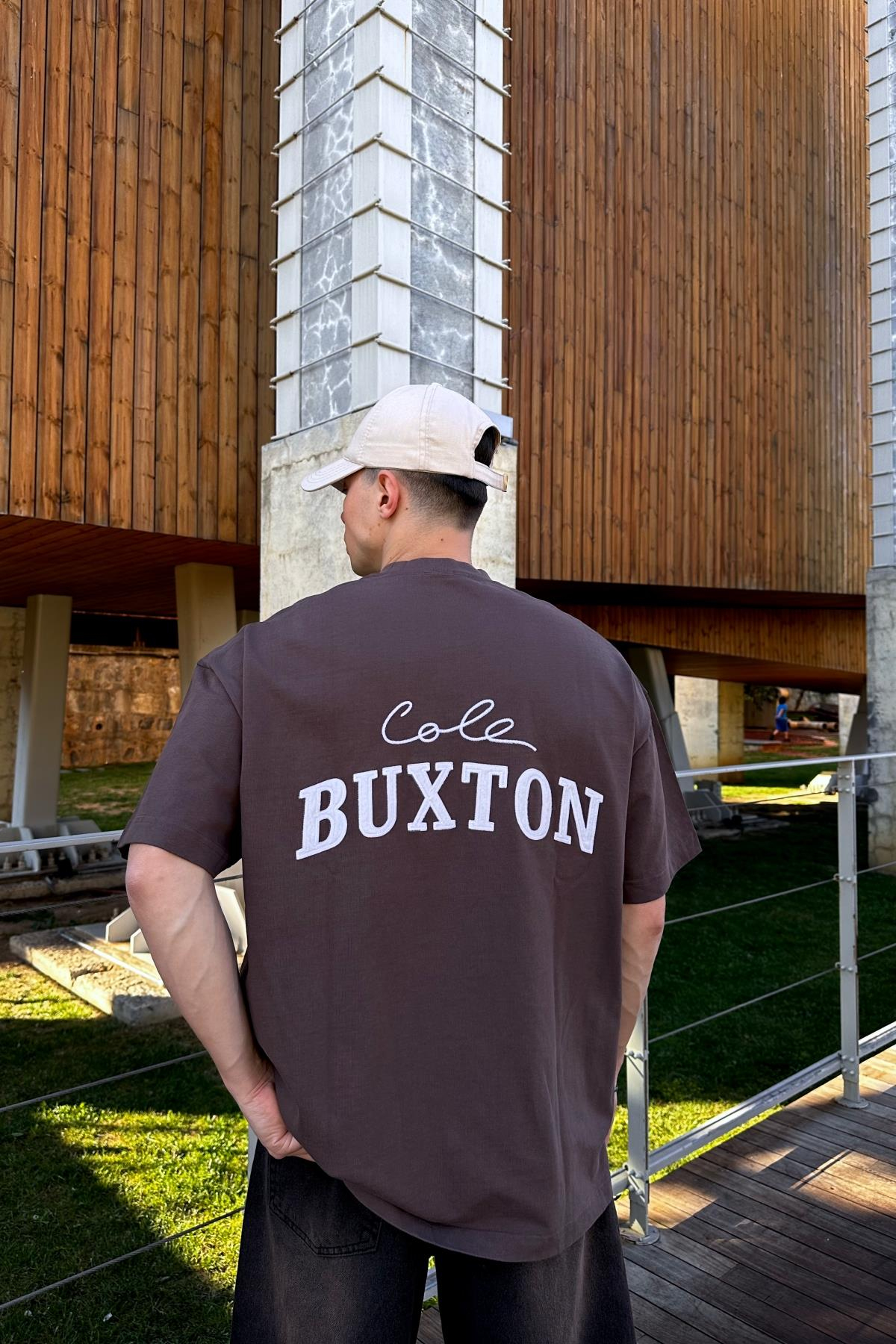 CB Nakışlı Kahve Oversize Tshirt T1045