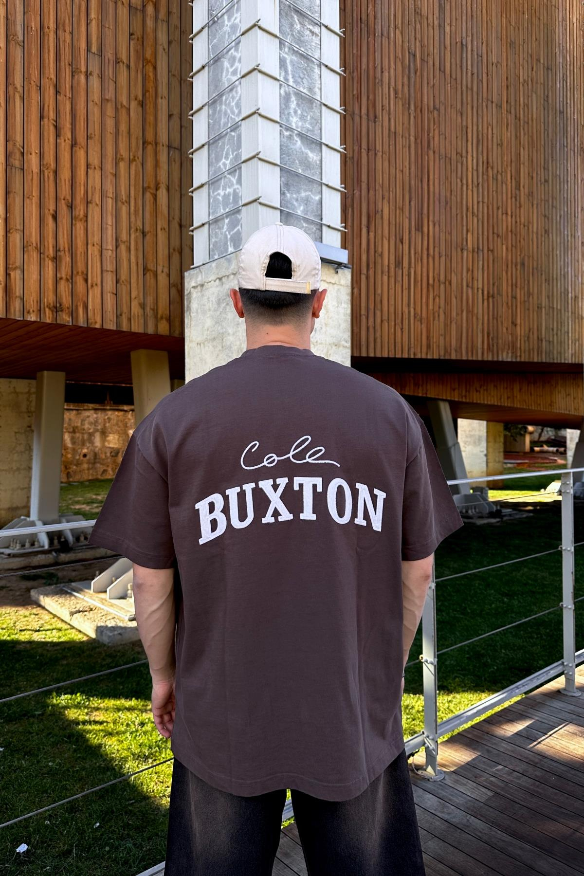CB Nakışlı Kahve Oversize Tshirt T1045