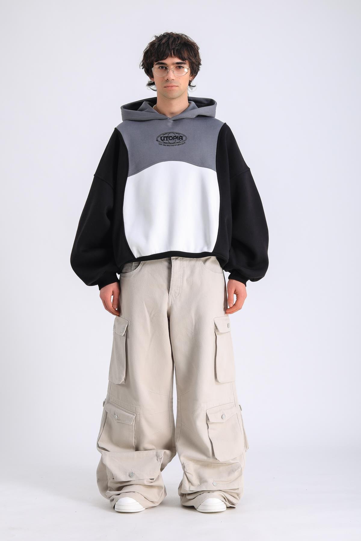 Cep Detay Krem Baggy Jean Pantolon P1061