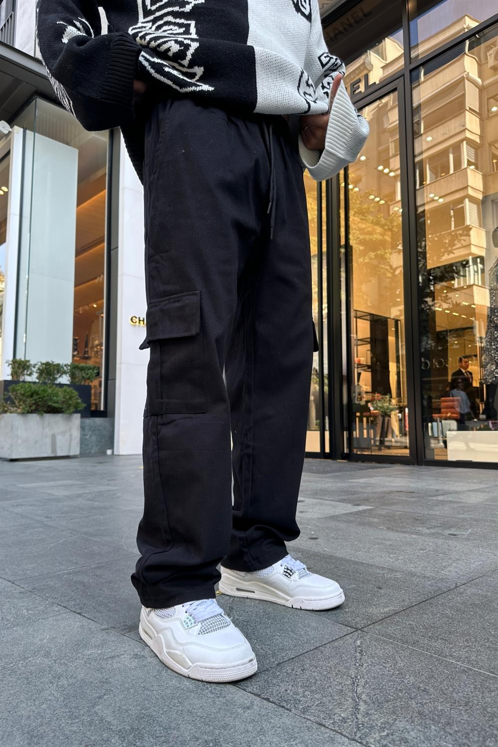 Cepli Siyah Gabardin Kumaş Kargo Pantolon P795