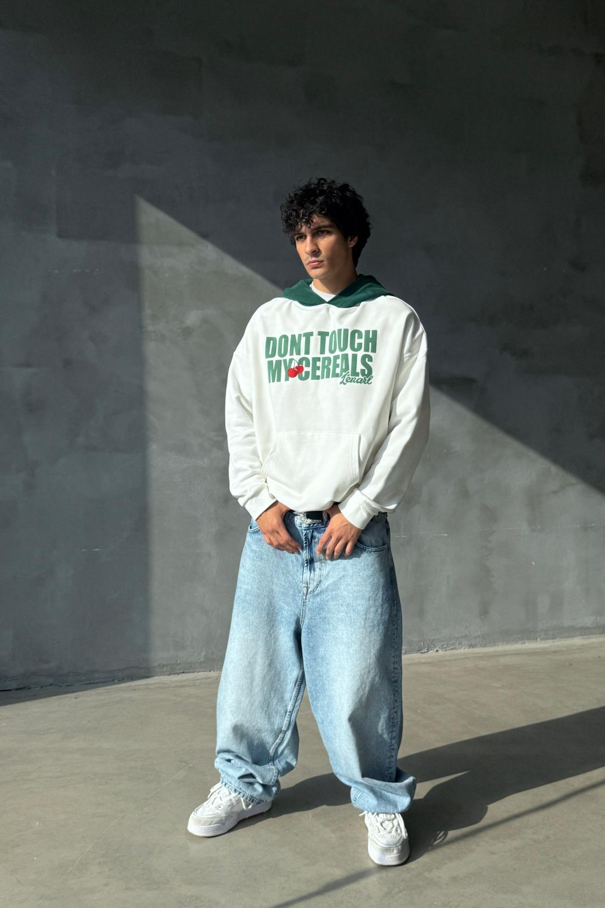 Cereals Baskılı Ekru Oversize Sweatshirt SR01
