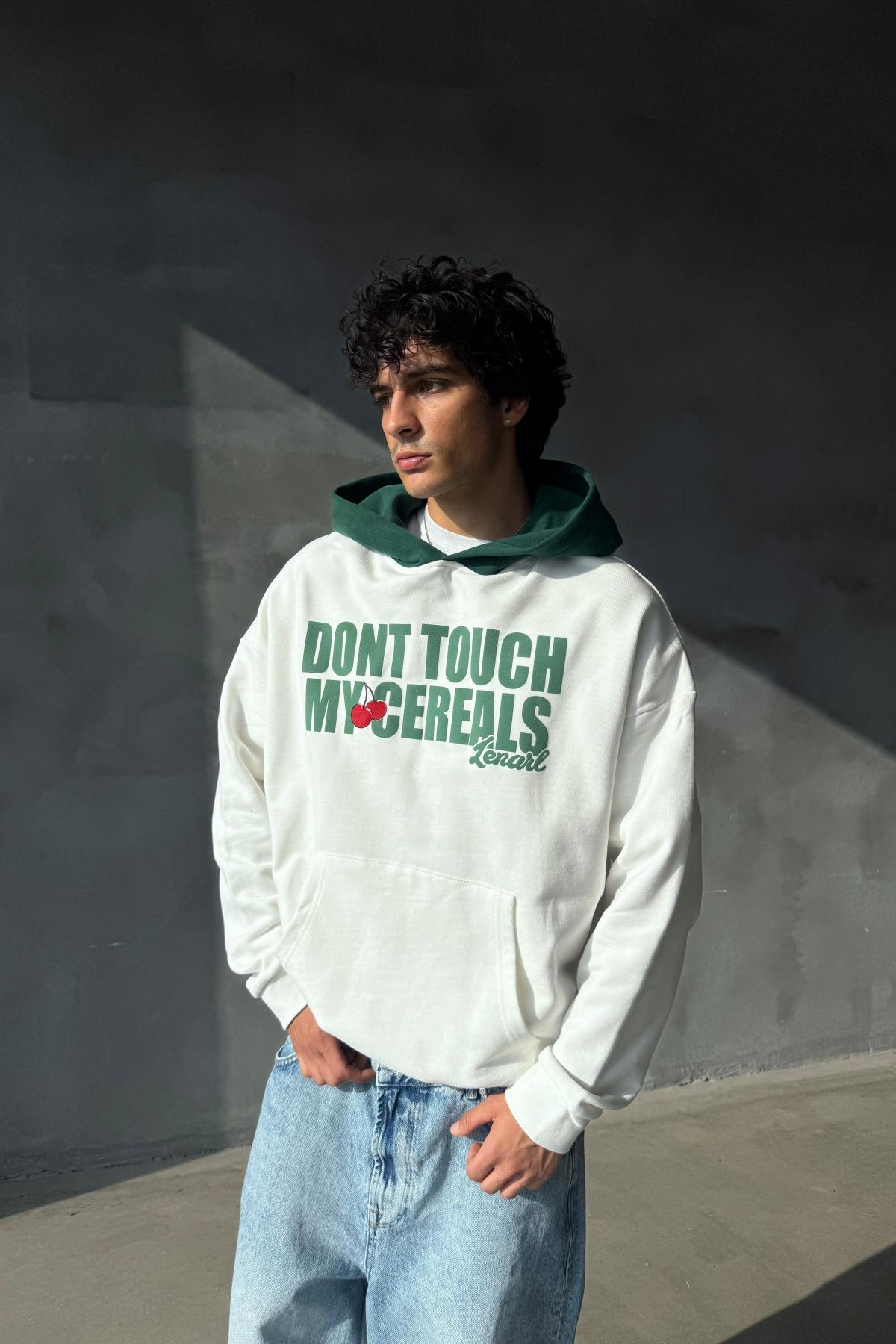 Cereals Baskılı Ekru Oversize Sweatshirt SR01