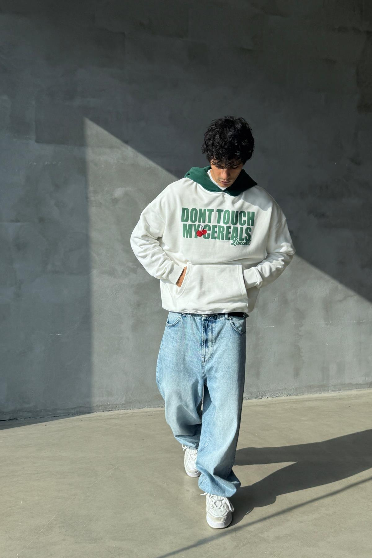 Cereals Baskılı Ekru Oversize Sweatshirt SR01