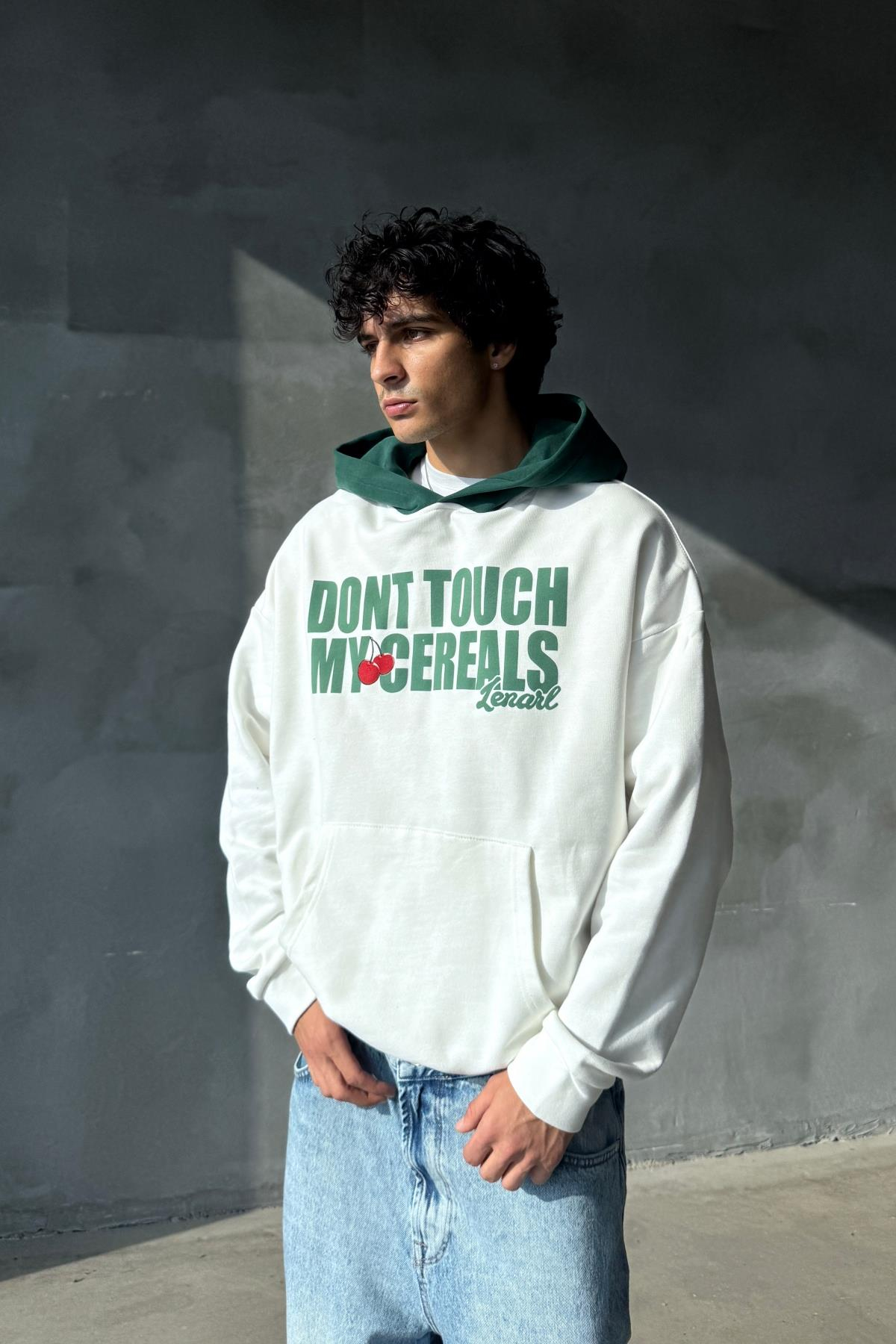 Cereals Baskılı Ekru Oversize Sweatshirt SR01