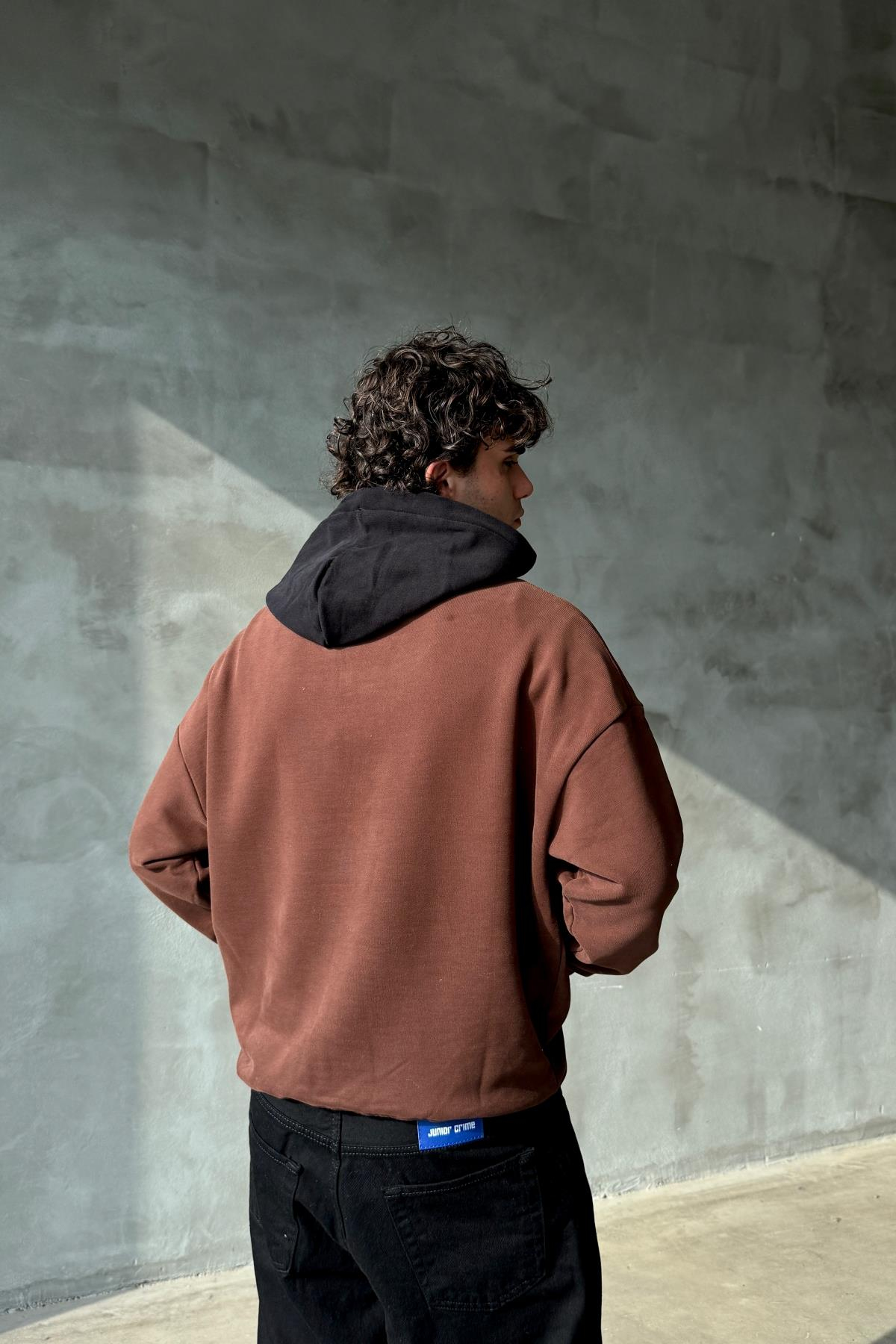 Cereals Baskılı Kahverengi Oversize Sweatshirt SR01