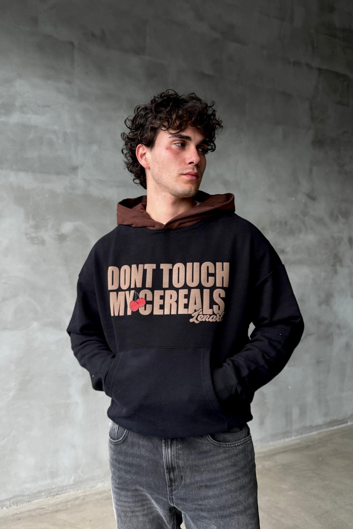 Cereals Baskılı Siyah Oversize Sweatshirt SR01