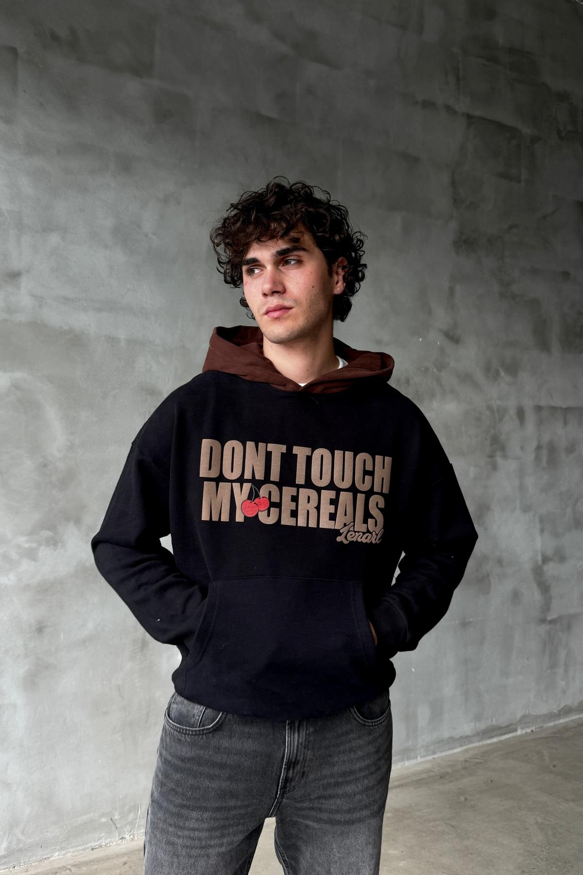 Cereals Baskılı Siyah Oversize Sweatshirt SR01