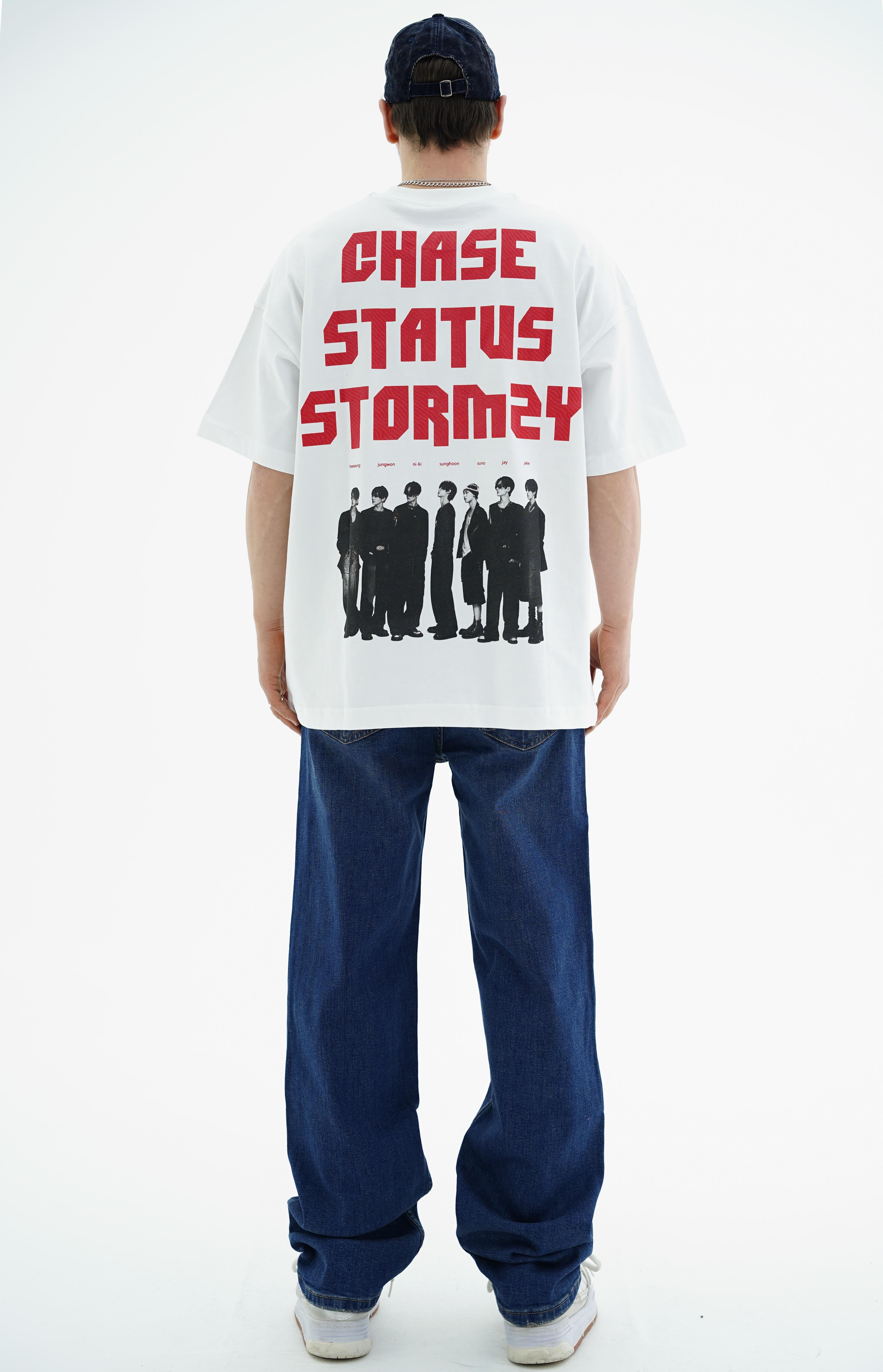 Chase Baskılı Beyaz Oversize Tshirt JC01 25Y88