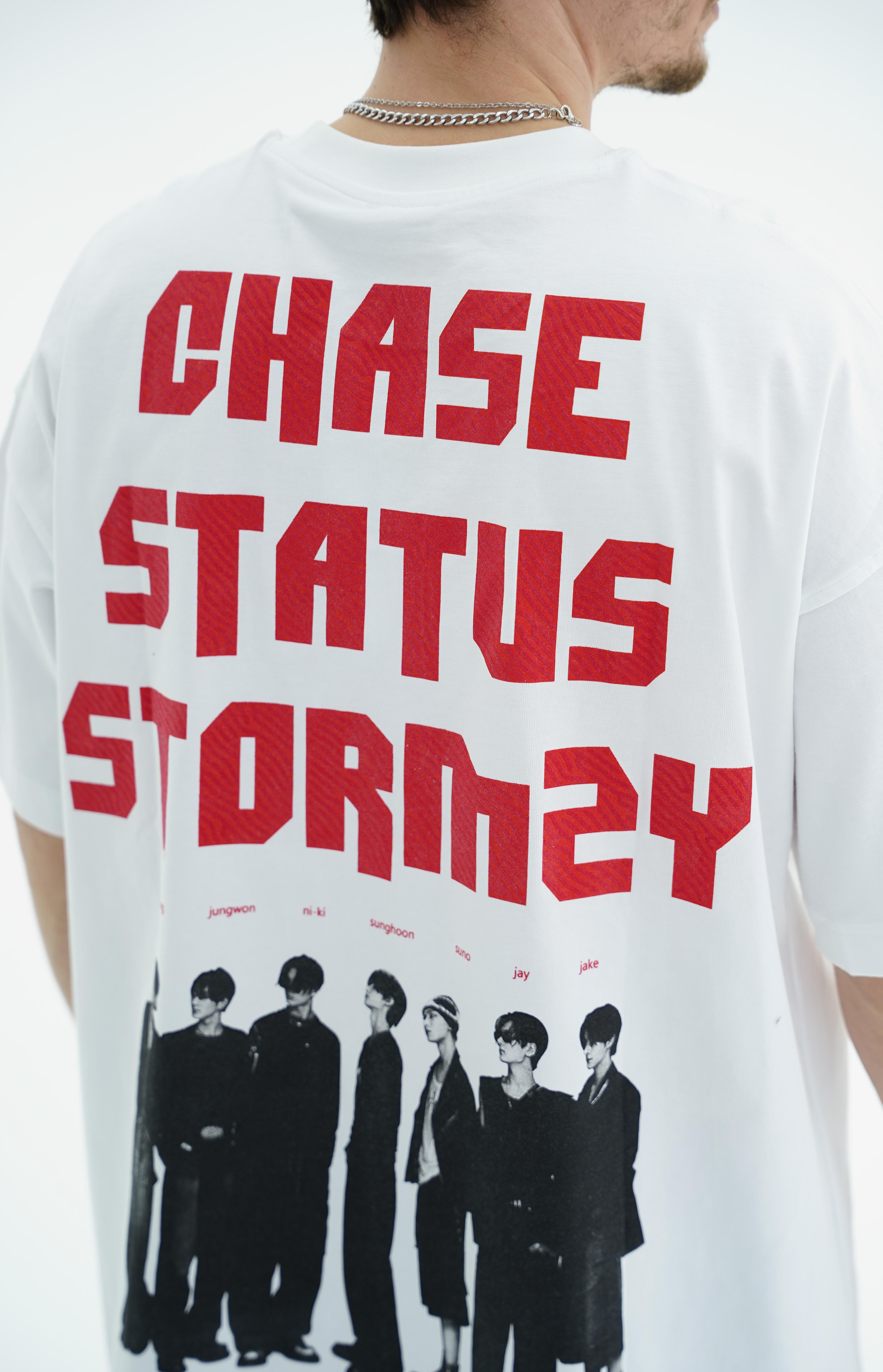 Chase Baskılı Beyaz Oversize Tshirt JC01 25Y88